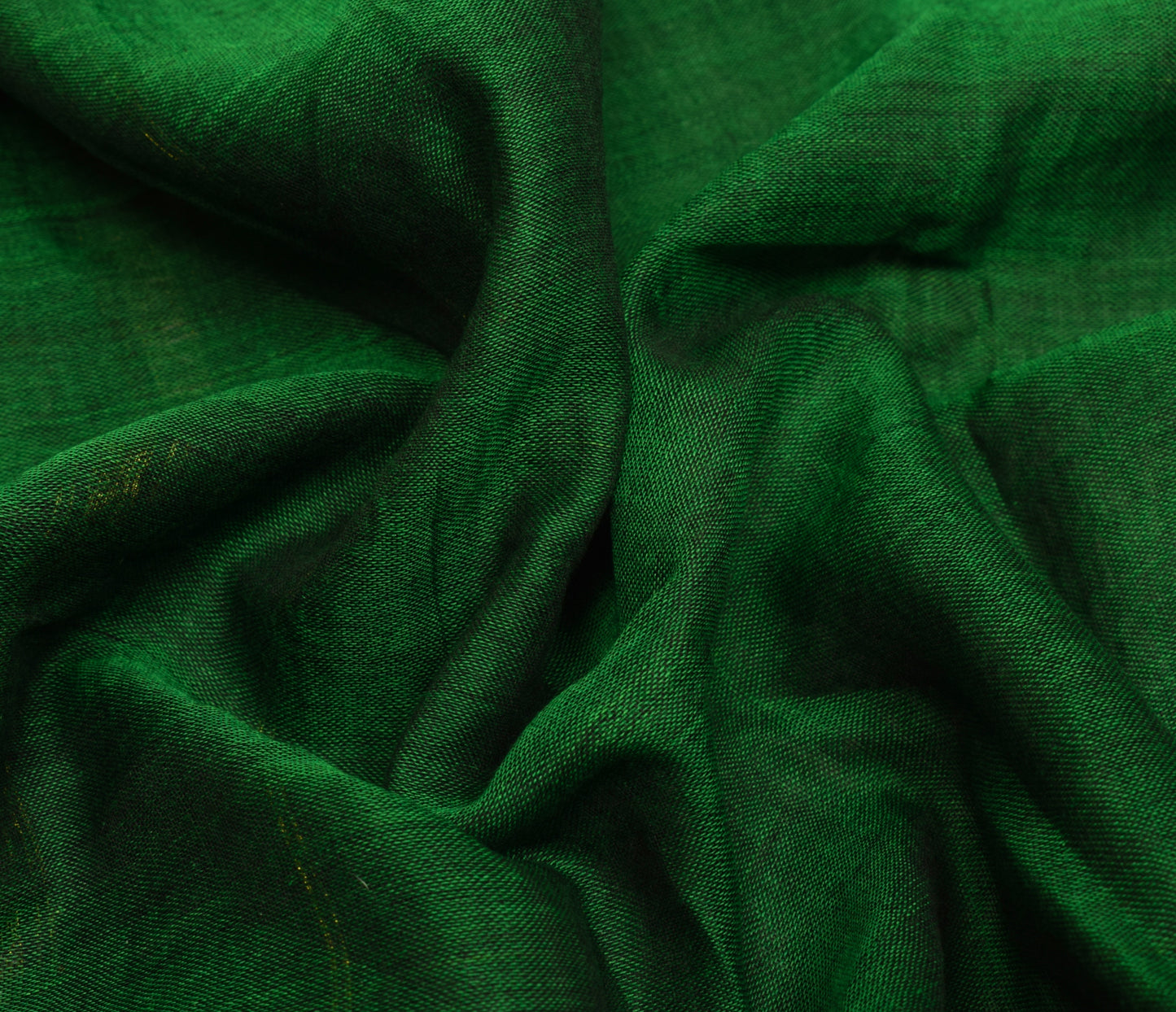 Sushila Vintage Green Scrap Saree 100%Pure Cotton Woven 5 Yard Sari Craft Fabric