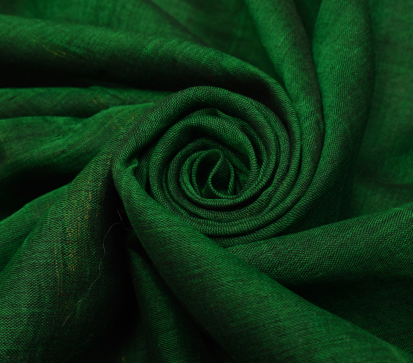 Sushila Vintage Green Scrap Saree 100%Pure Cotton Woven 5 Yard Sari Craft Fabric