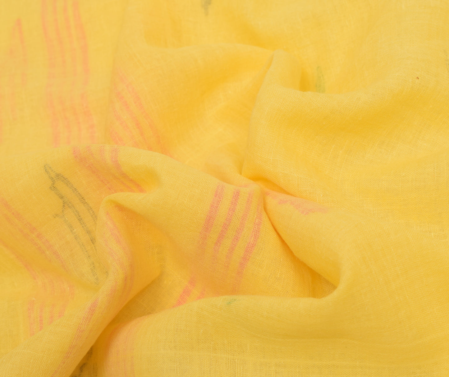 Sushila Vintage Yellow Scrap Saree 100% Pure Cotton Tant Woven Sari Craft Fabric