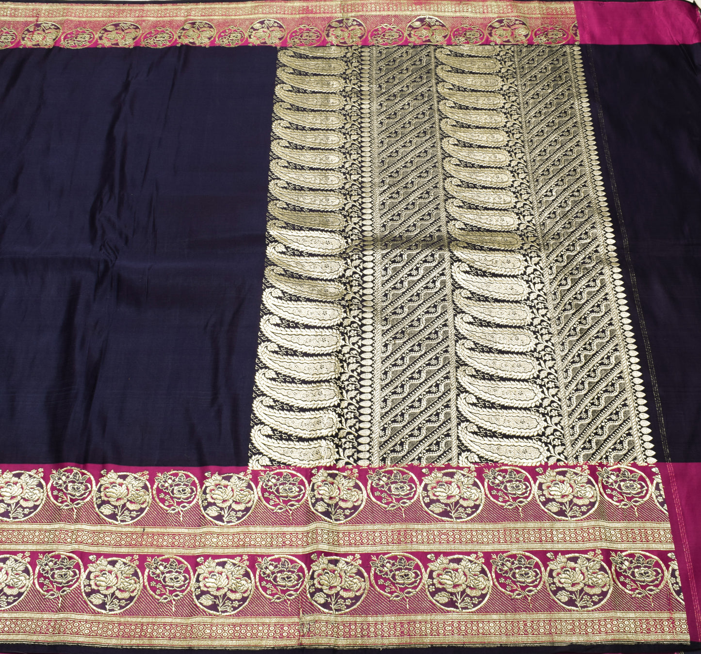 Sushila Vintage Heavy Scrap Saree Pure Satin Silk Banarasi Brocade Woven Fabric