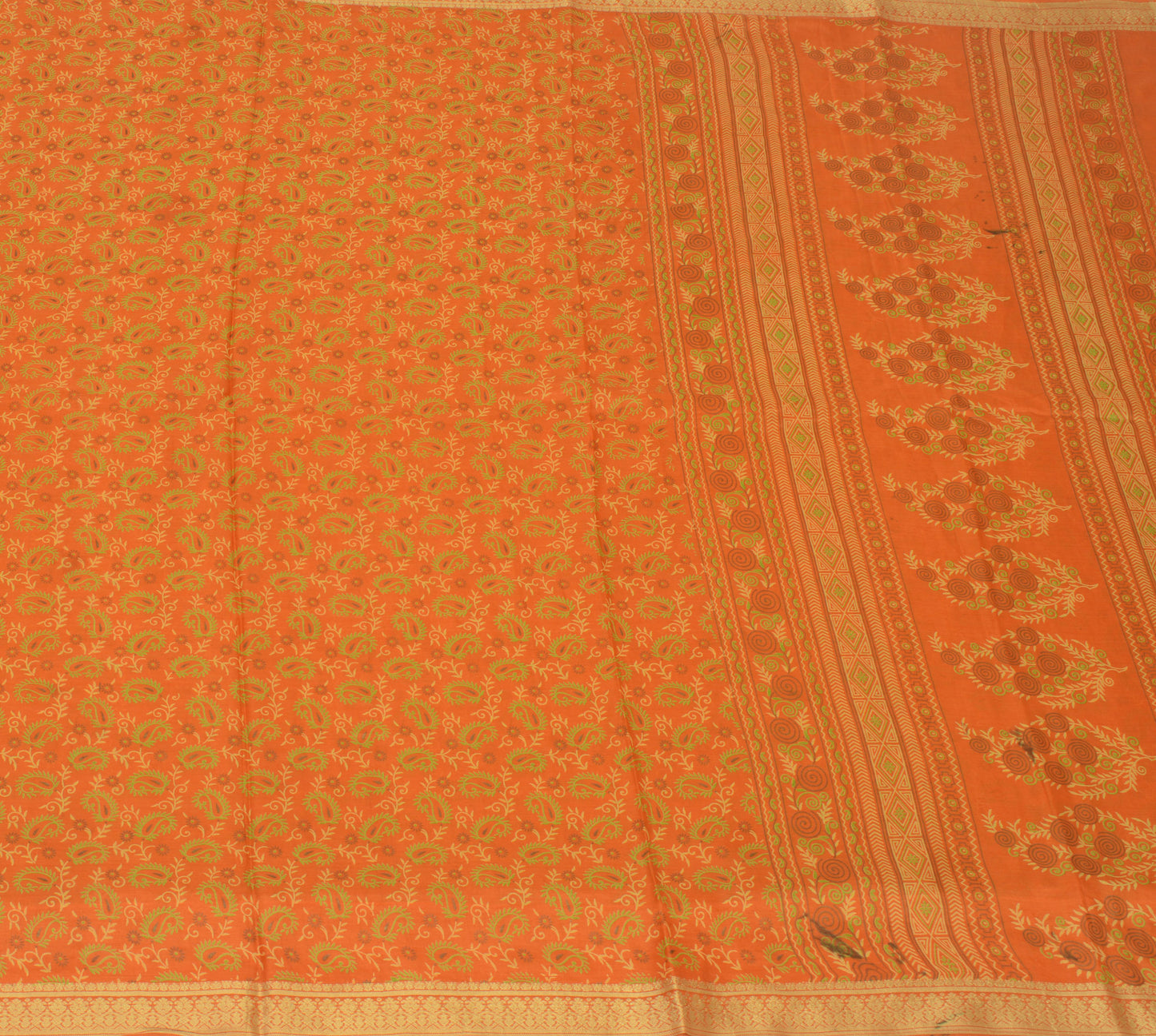 Sushila Vintage Rust Scrap Craft Sari 100% Pure Silk Printed Paisley Sari Fabric