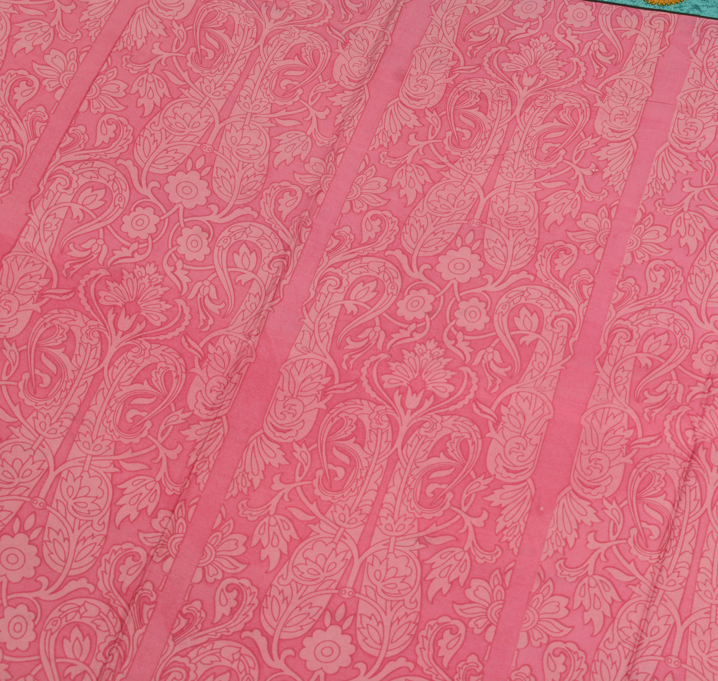 Sushila Vintage Pink Scrap Saree 100% Pure Silk Printed Paisley Craft Fabric