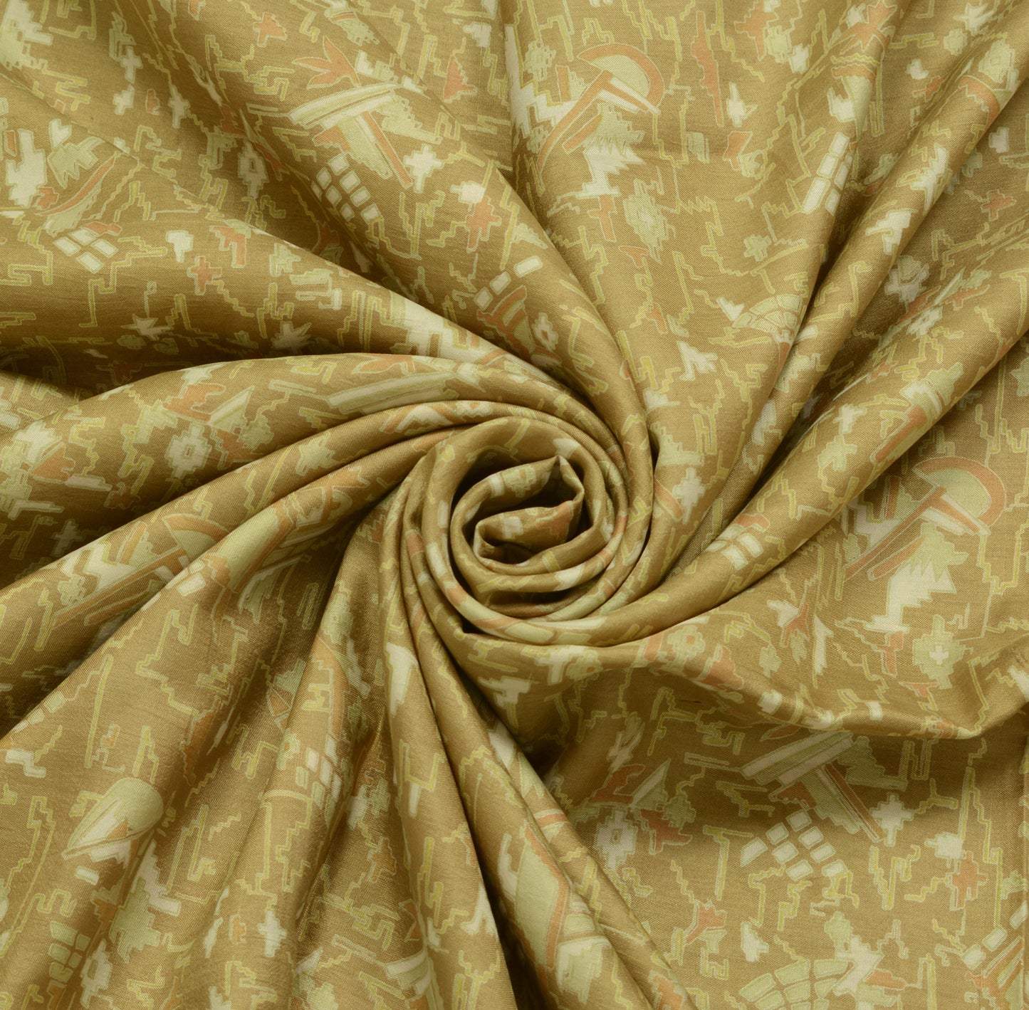 Sushila Vintage Cream Scrap Saree 100% Pure Silk Printed Indian Sari Fabric