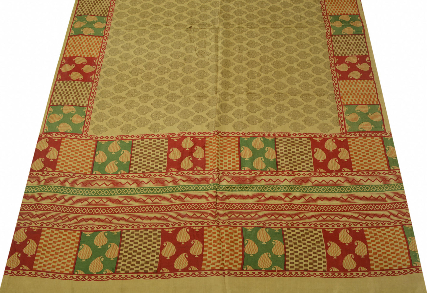 Sushila Vintage Indian Scrap Saree 100% Pure Silk Printed Paisley Sari Fabric