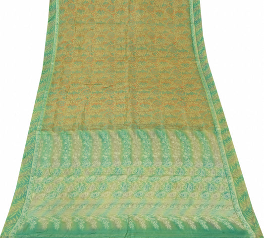 Sushila Vintage Indian Scrap Saree 100% Pure Silk Printed Floral Sari Fabric