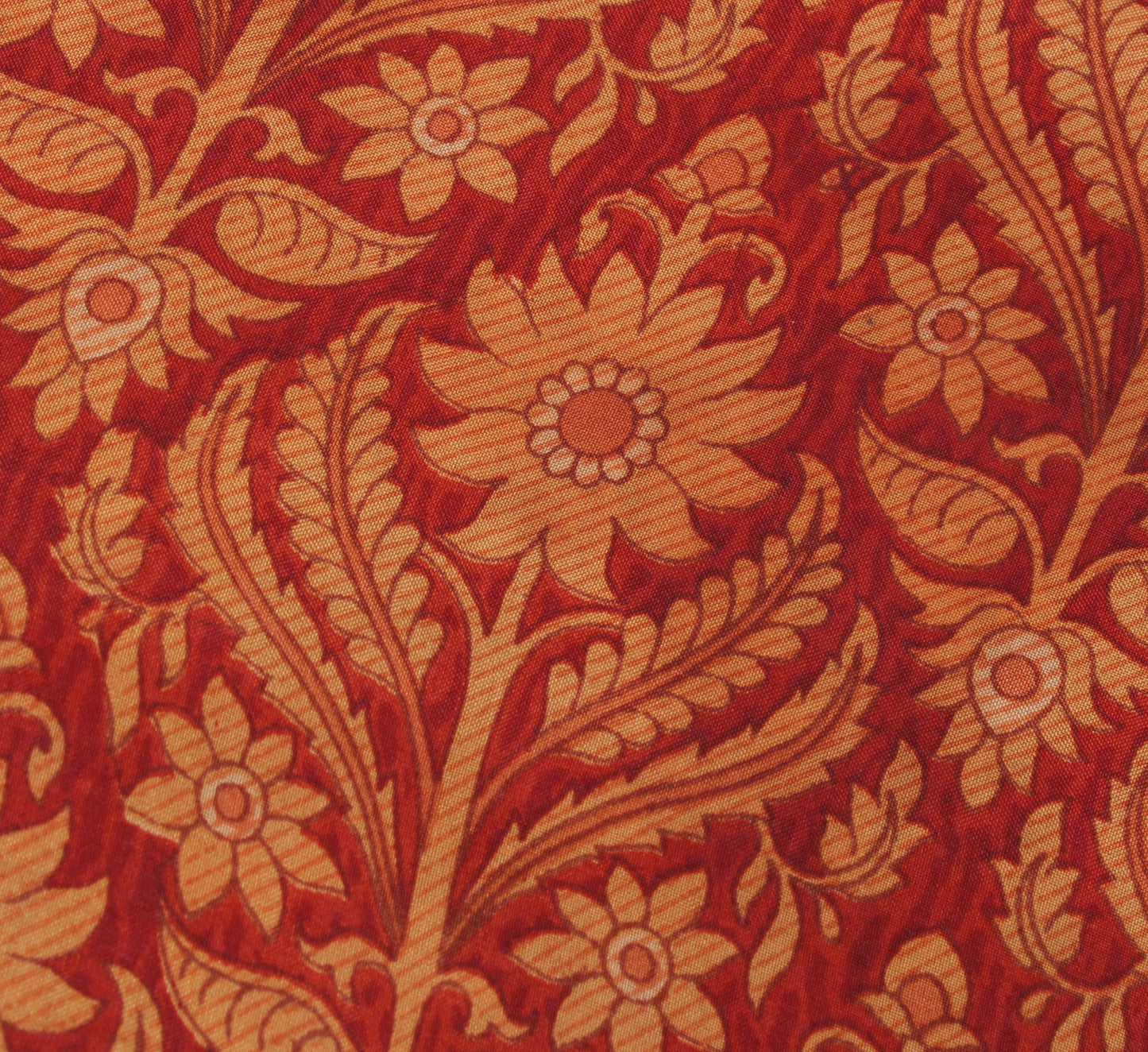 Sushila Vintage Rust Scrap Saree 100% Pure Silk Printed Floral Sari Fabric