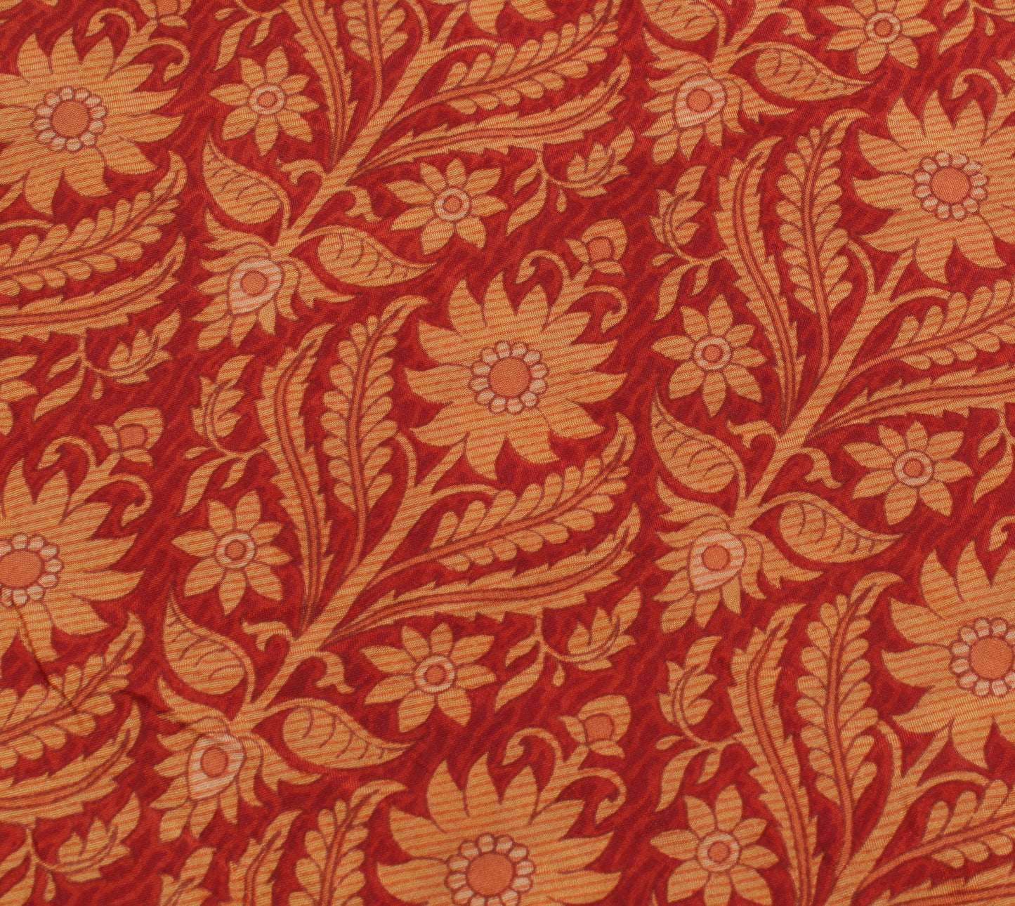 Sushila Vintage Rust Scrap Saree 100% Pure Silk Printed Floral Sari Fabric
