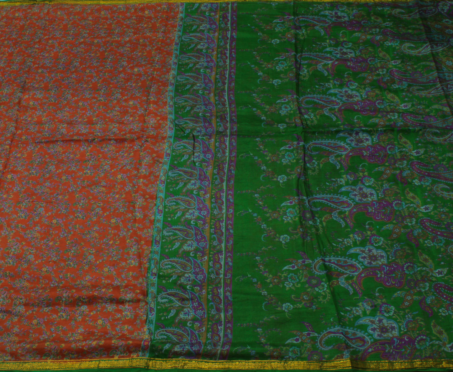 Sushila Vintage Indian Scrap Saree 100% Pure Silk Printed Floral Sari Fabric