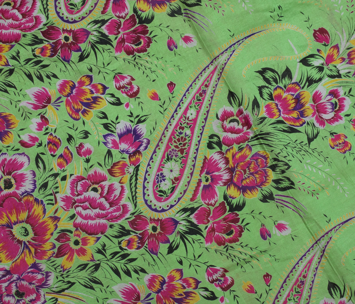 Sushila Vintage Maroon Scrap Saree 100% Pure Silk Printed Floral Sari Fabric