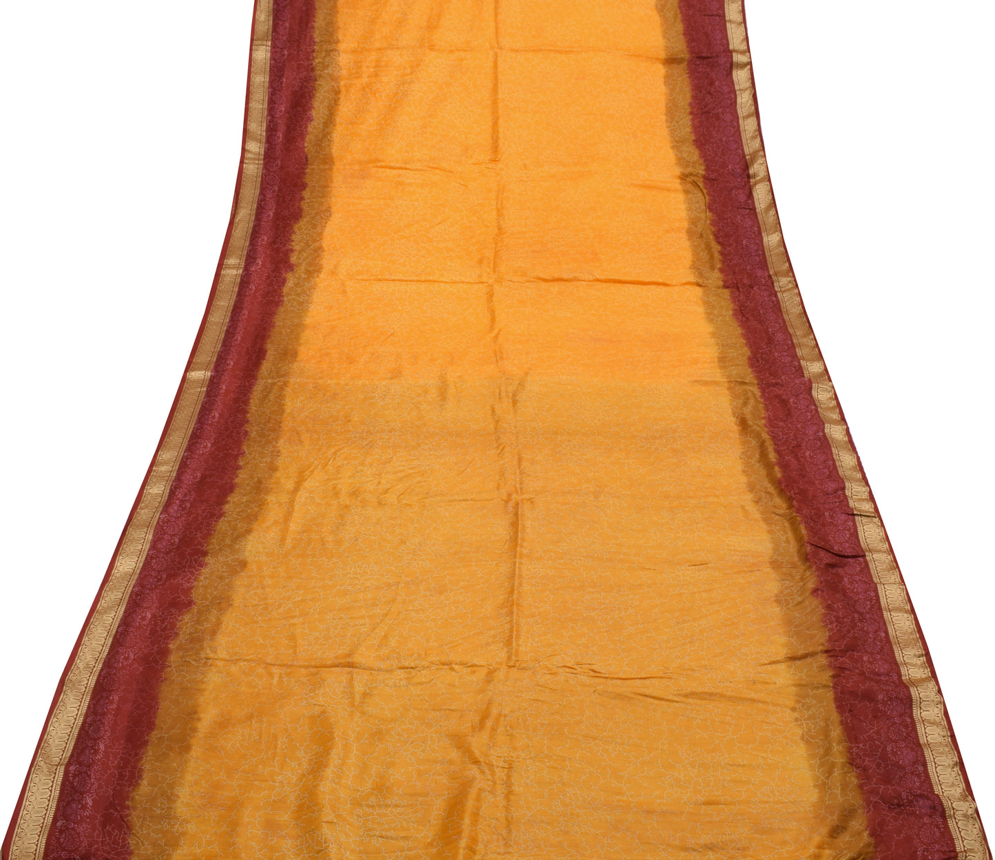 Sushila Vintage Light Orange Scrap Saree 100% Pure Silk Printed Sari Fabric