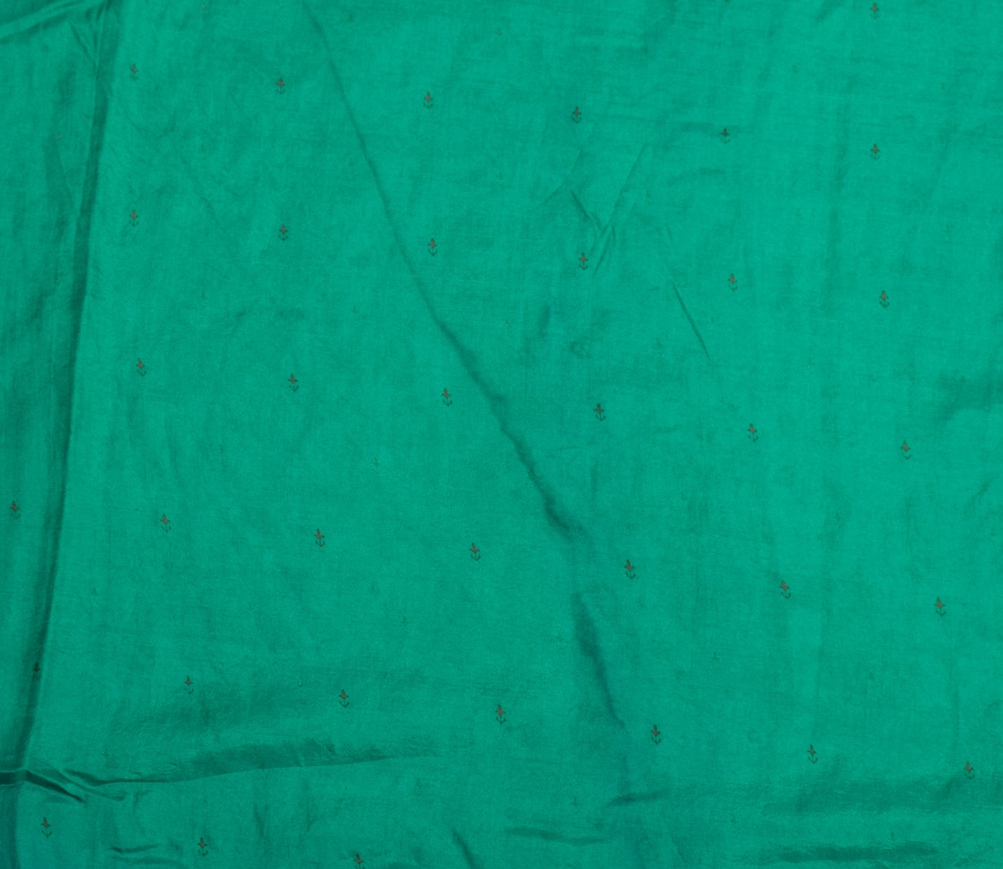 Sushila Vintage Aqua Green Scrap Saree 100% Pure Silk Printed Sari 5 Yard Fabric