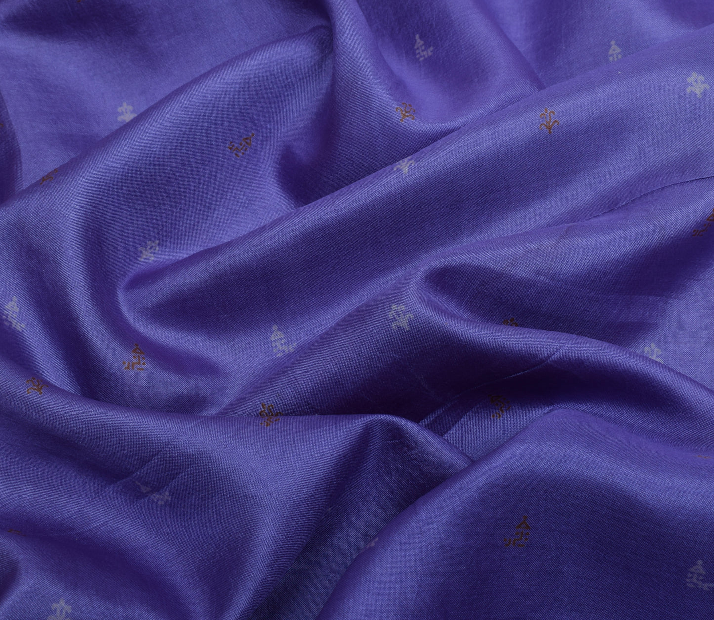 Sushila Vintage Blue Scrap Saree 100% Pure Silk Printed 5 Yard Sari Craft Fabric