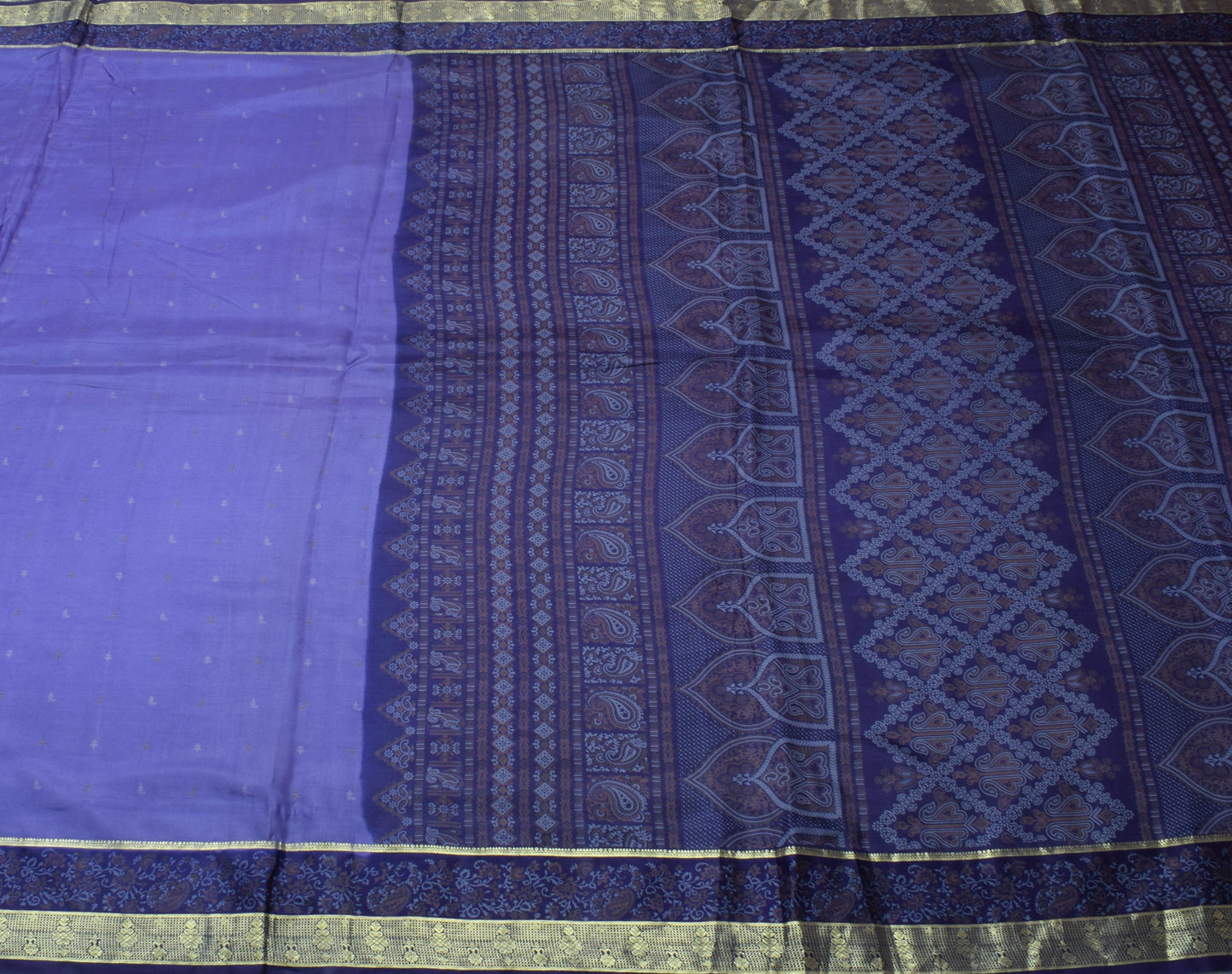 Sushila Vintage Blue Scrap Saree 100% Pure Silk Printed 5 Yard Sari Craft Fabric