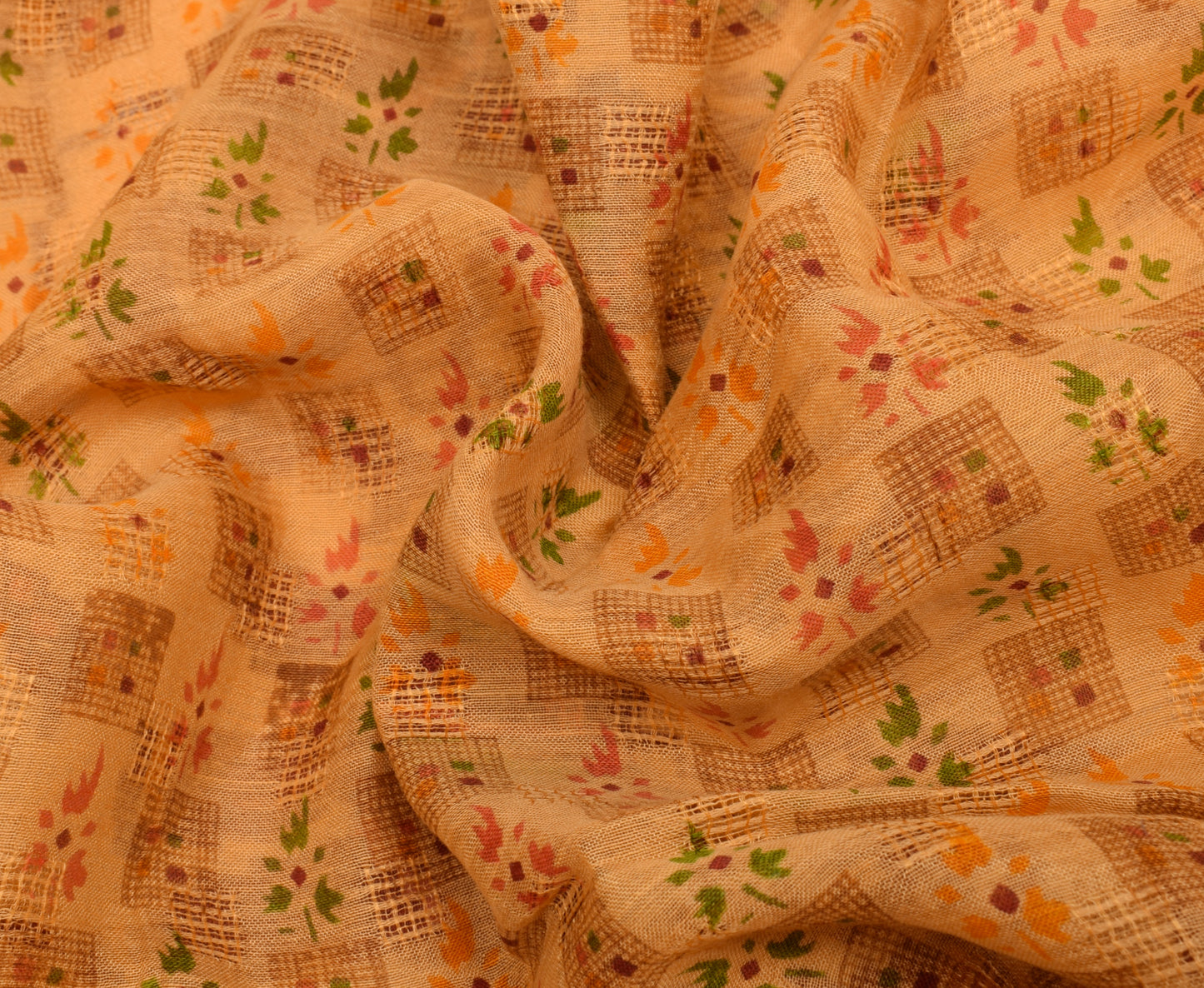 Sushila Vintage Indian Scrap Saree 100% Pure Cotton Printed Floral Sari Fabric
