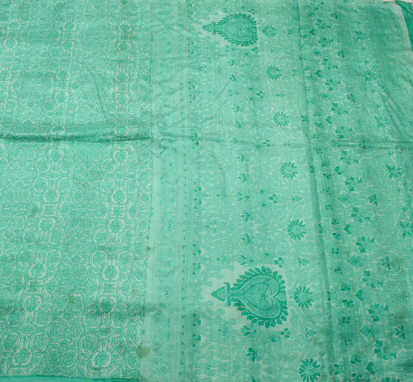 Sushila Vintage Scrap Saree 100% Pure Silk Printed Floral 5 YD Sari Craft Fabric