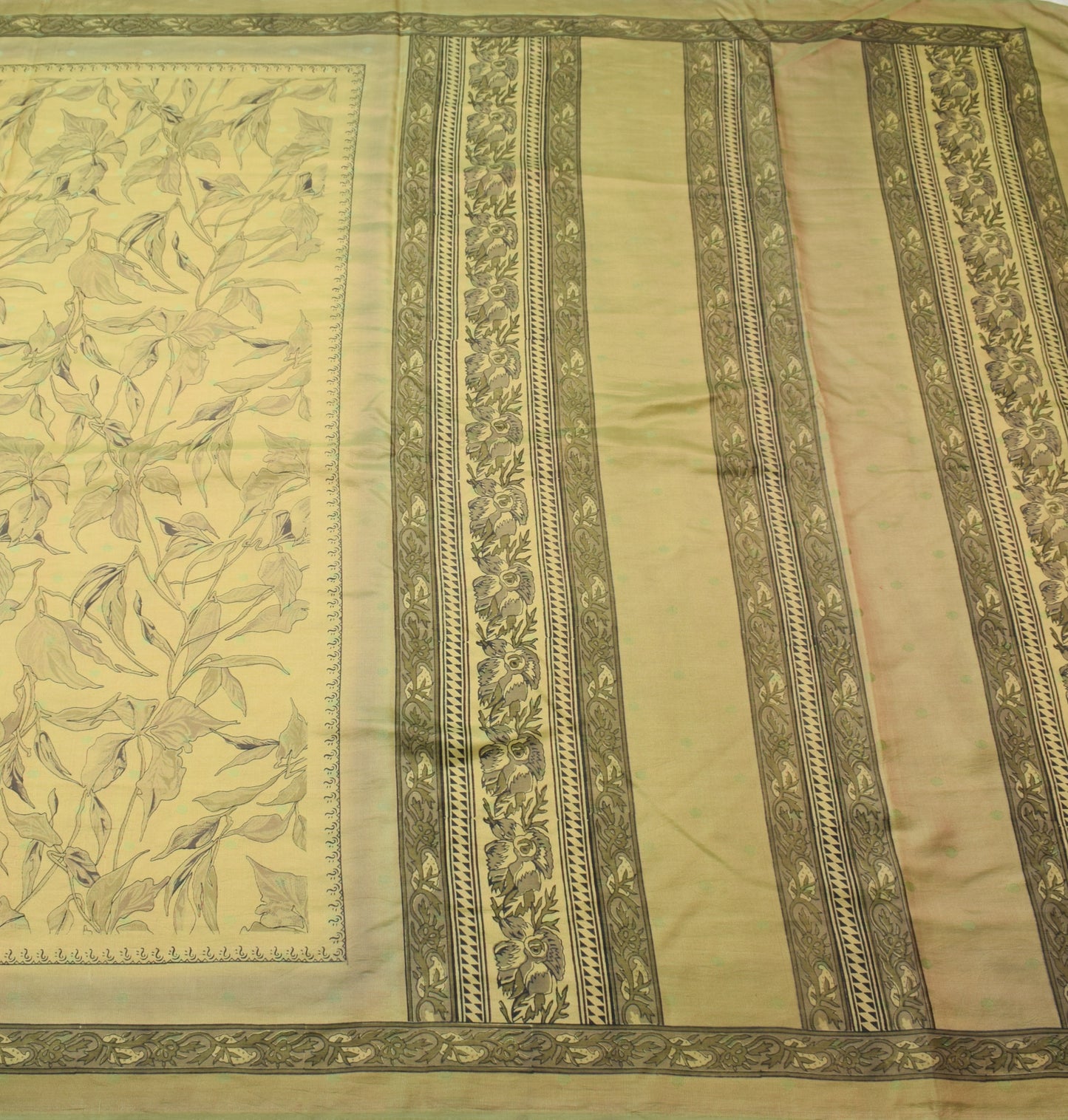 Sushila Vintage Scrap Saree 100% Pure Silk Printed Floral Soft Sari Craft Fabric