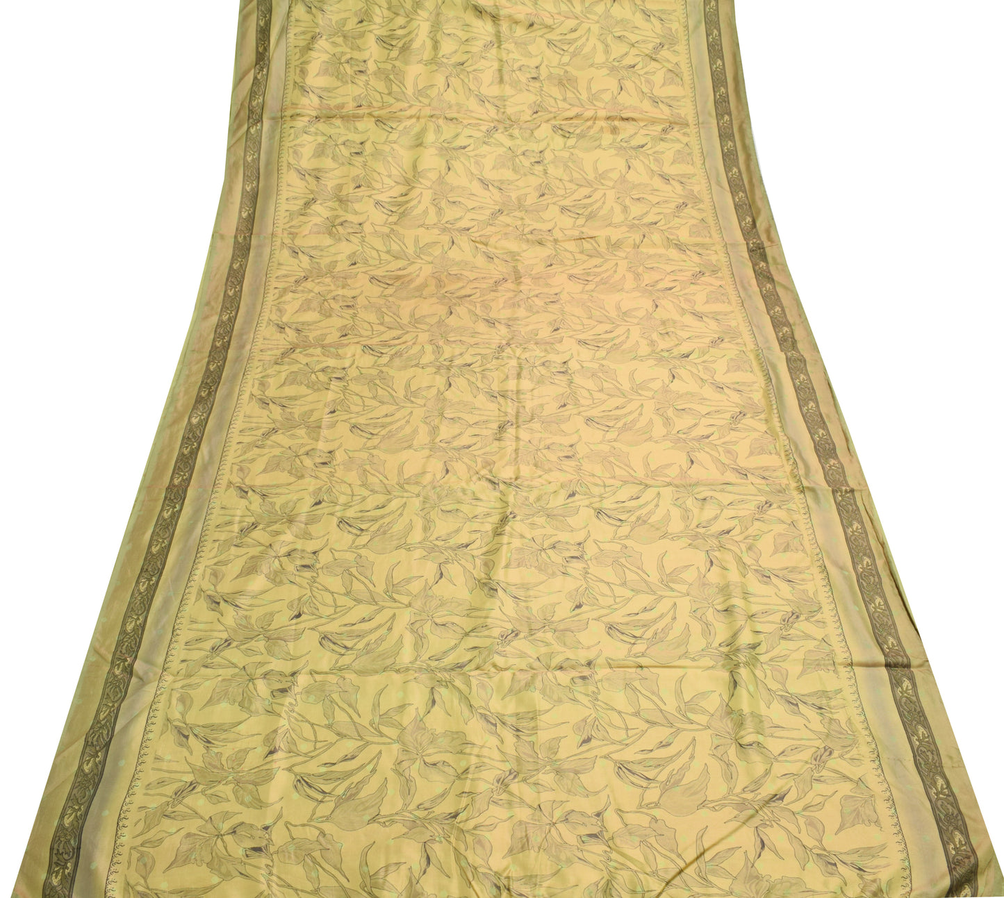 Sushila Vintage Scrap Saree 100% Pure Silk Printed Floral Soft Sari Craft Fabric