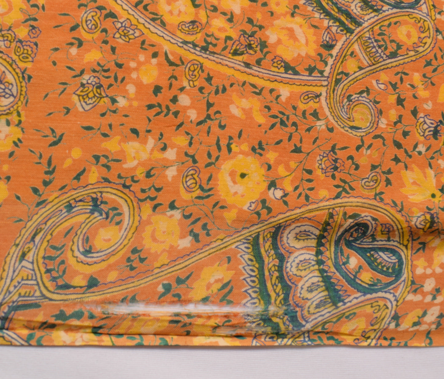 Sushila Vintage Yellow Scrap Saree 100% Pure Cotton Printed Floral Sari Fabric