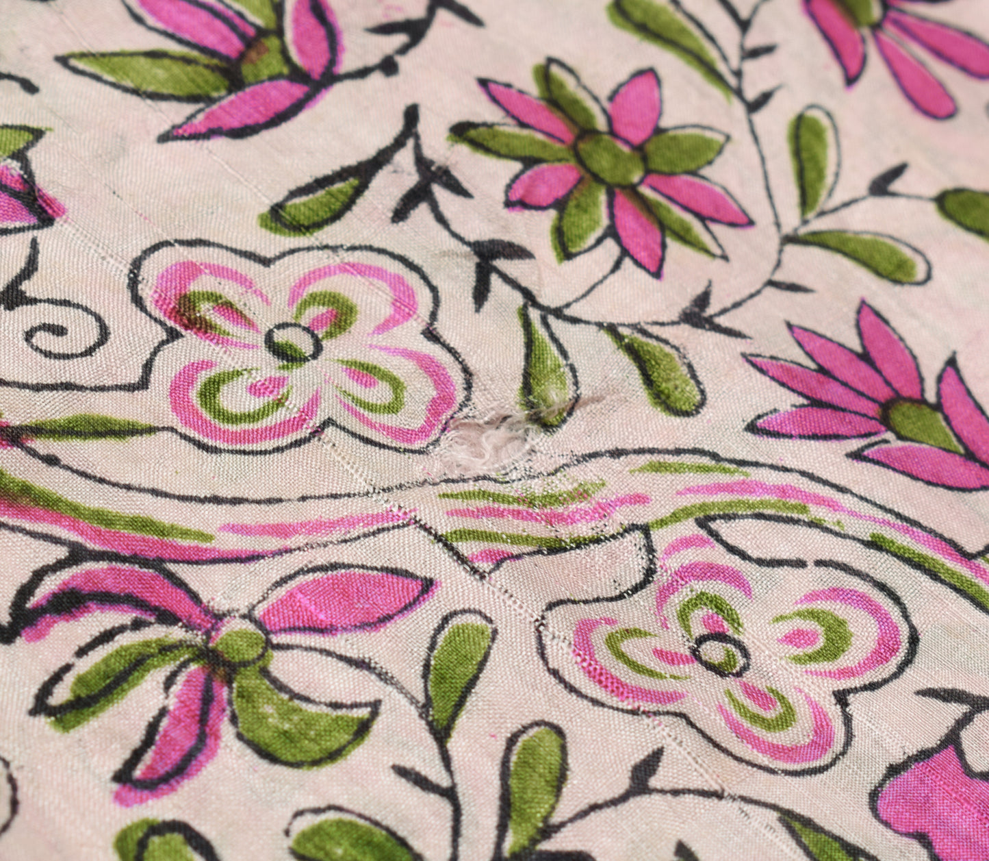 Sushila Vintage Pink Scrap Saree 100% Pure Silk Printed Floral Sari Craft Fabric