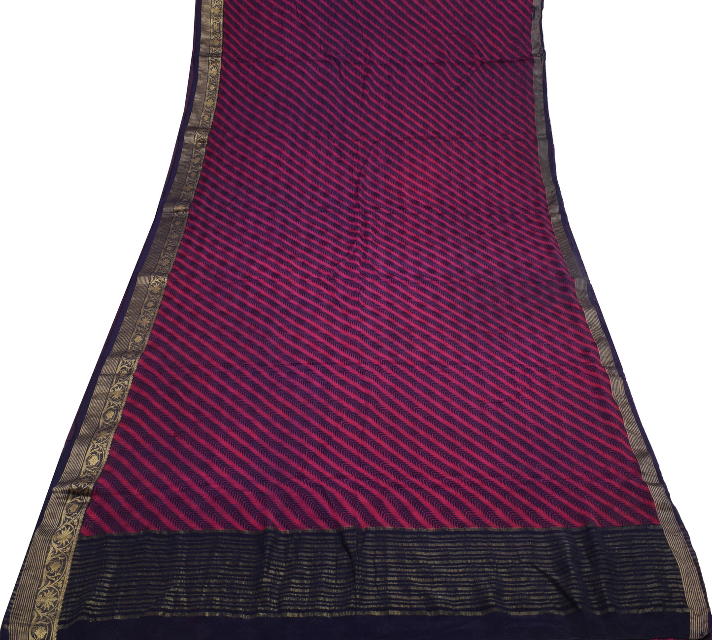 Sushila Vintage Purple Scrap Saree 100% Pure Georgette Woven Floral Sari Fabric