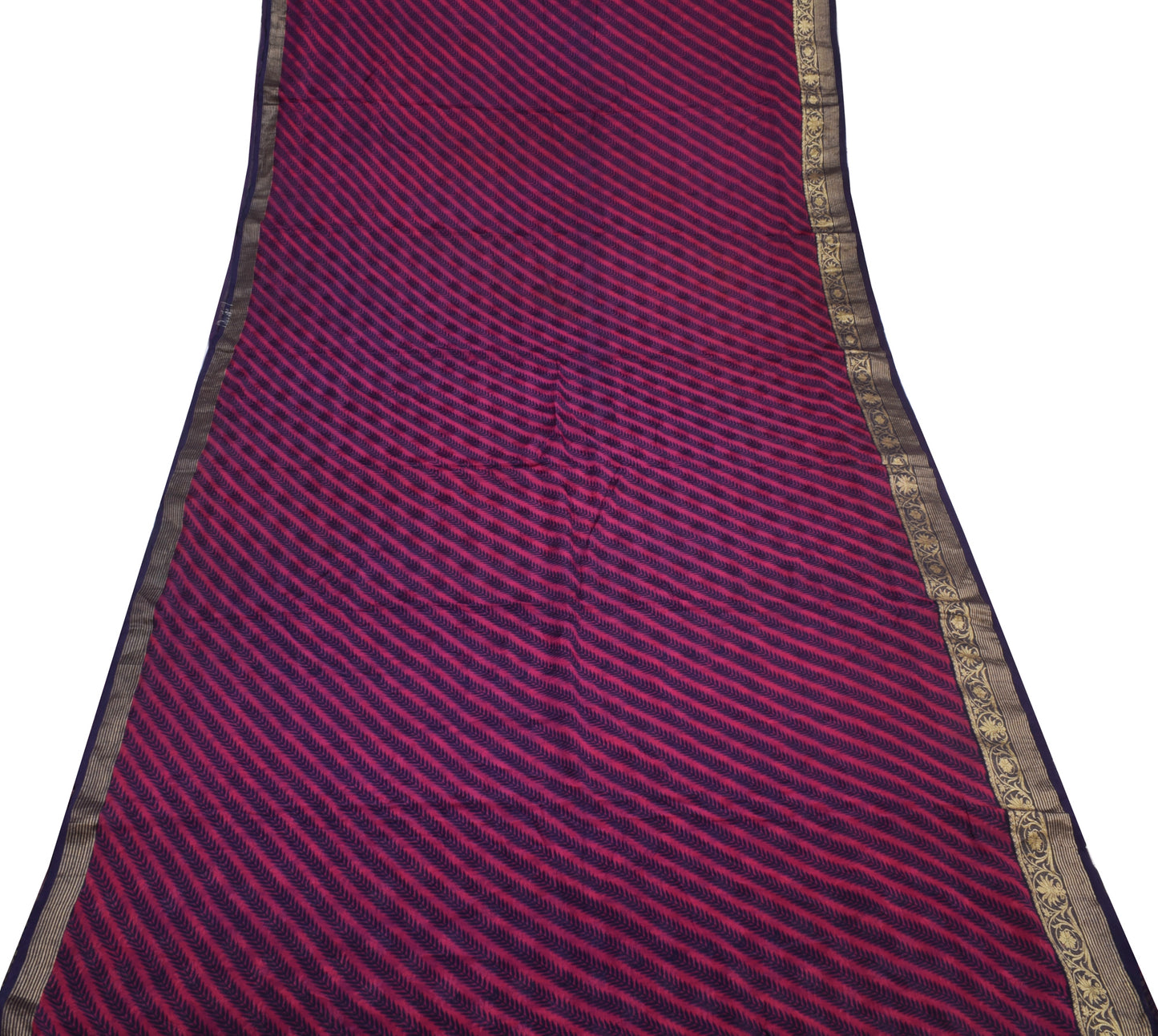 Sushila Vintage Purple Scrap Saree 100% Pure Georgette Woven Floral Sari Fabric