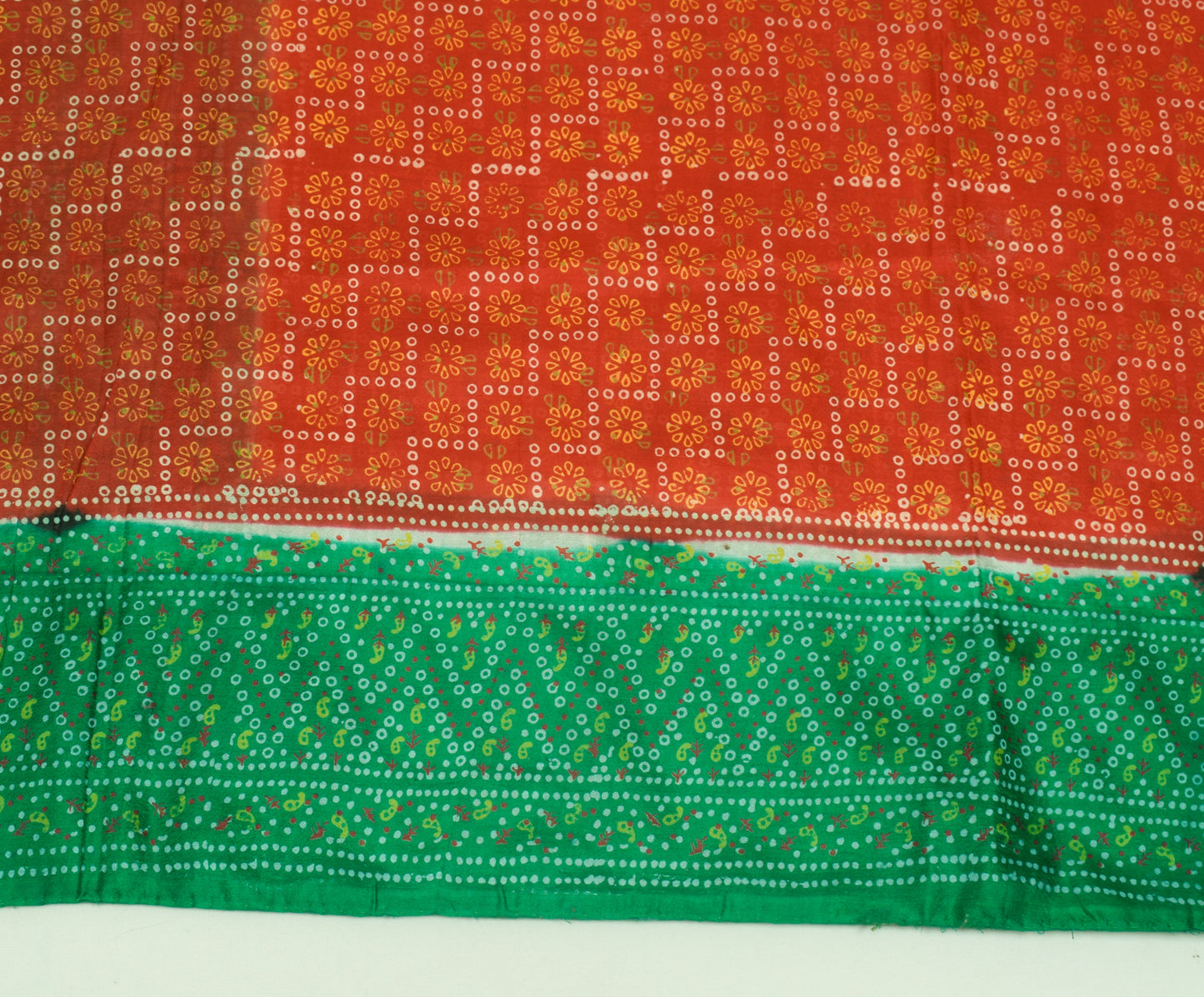 Sushila Vintage Red Scrap Saree 100% Pure Silk Printed Floral Sari Craft Fabric