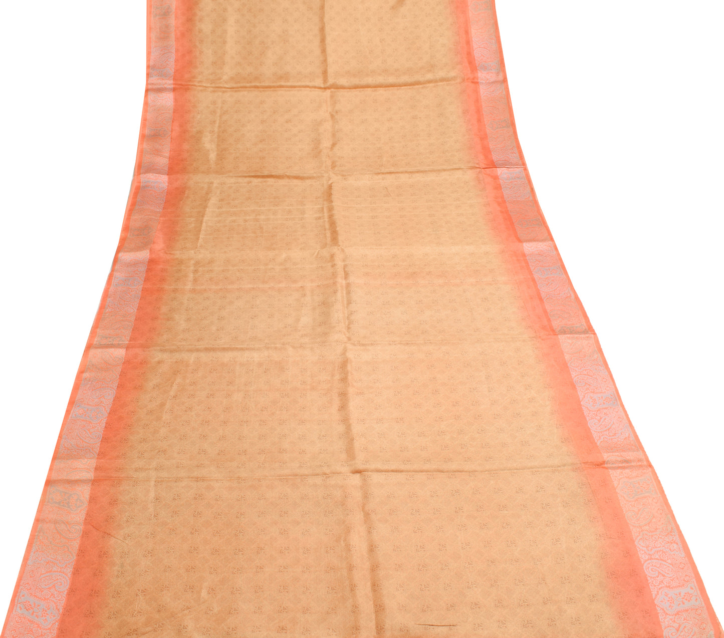 Sushila Vintage Brown Indian Scrap Saree 100%Pure Silk Printed Sari Craft Fabric