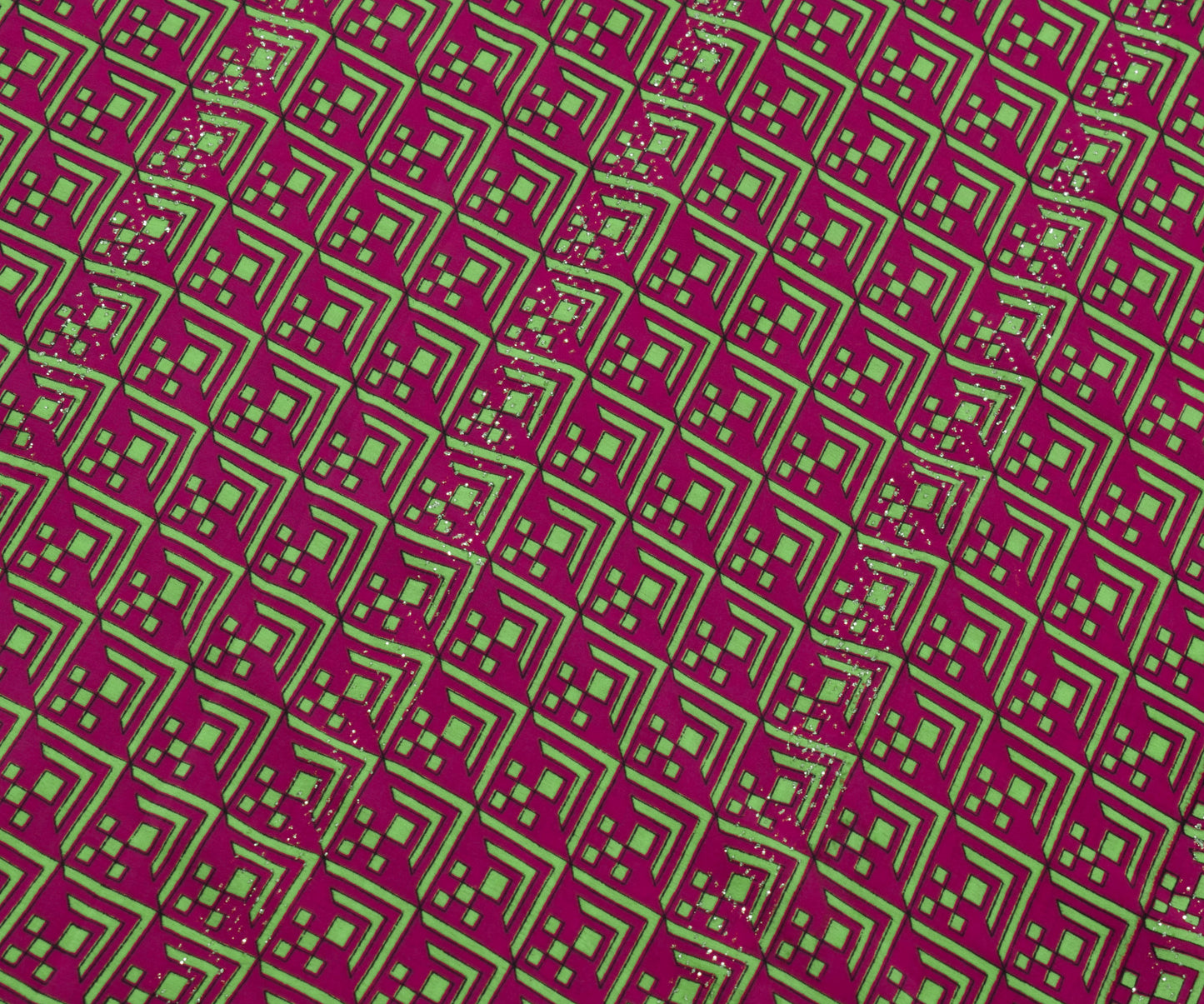 Sushila Vintage Magenta Indian Scrap Saree Crepe Silk Printed Sari Craft Fabric