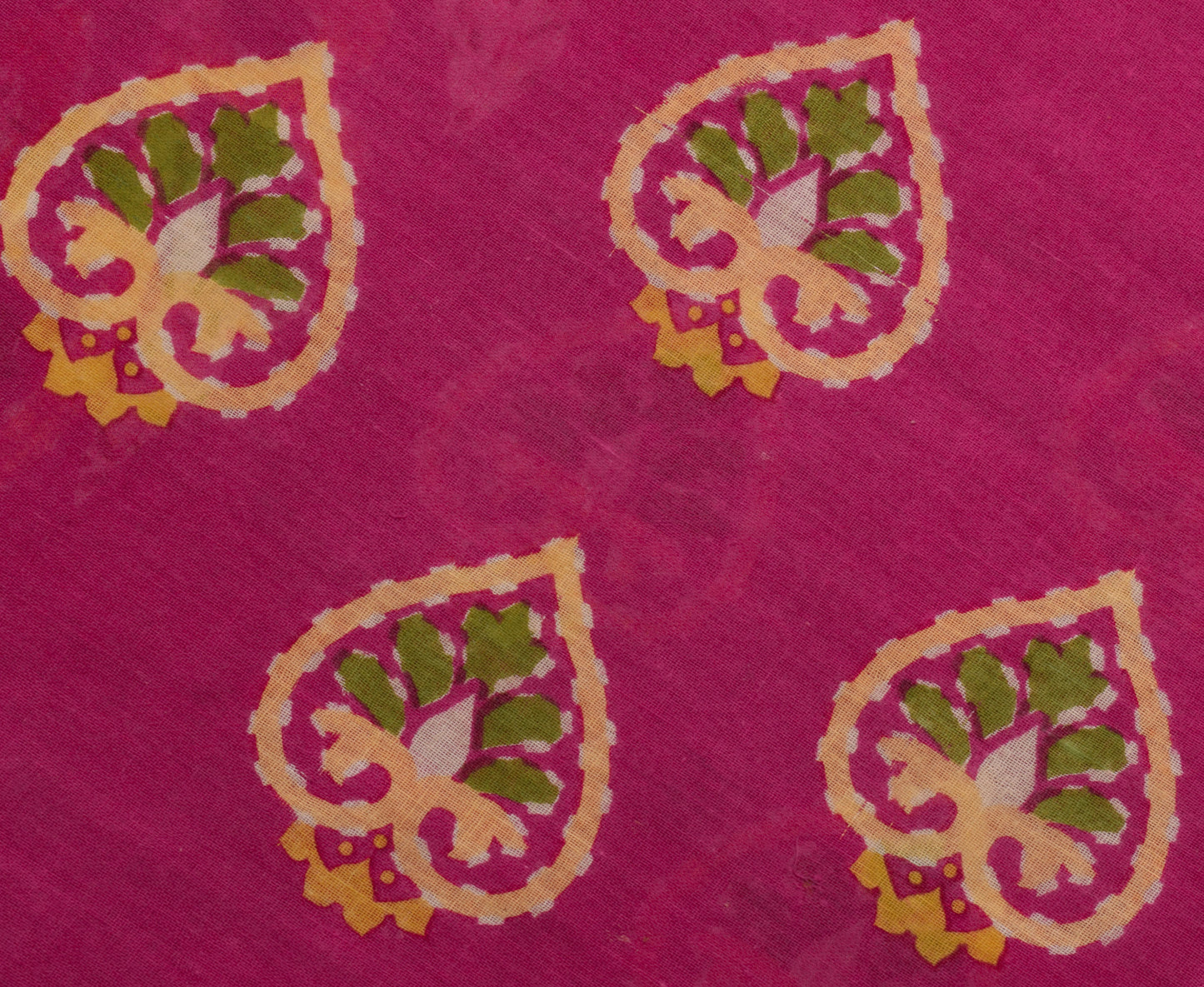 Sushila Vintage Magenta Scrap Saree 100% Pure Cotton Printed Floral Sari Fabric