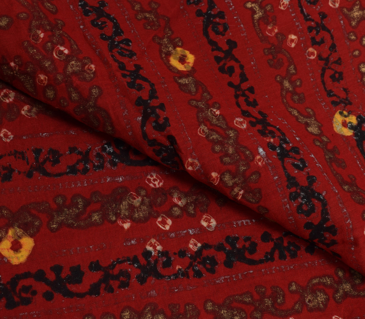 Sushila Vintage Red Scrap Dupatta 100% Pure Cotton Bandhani Printed Long Stole