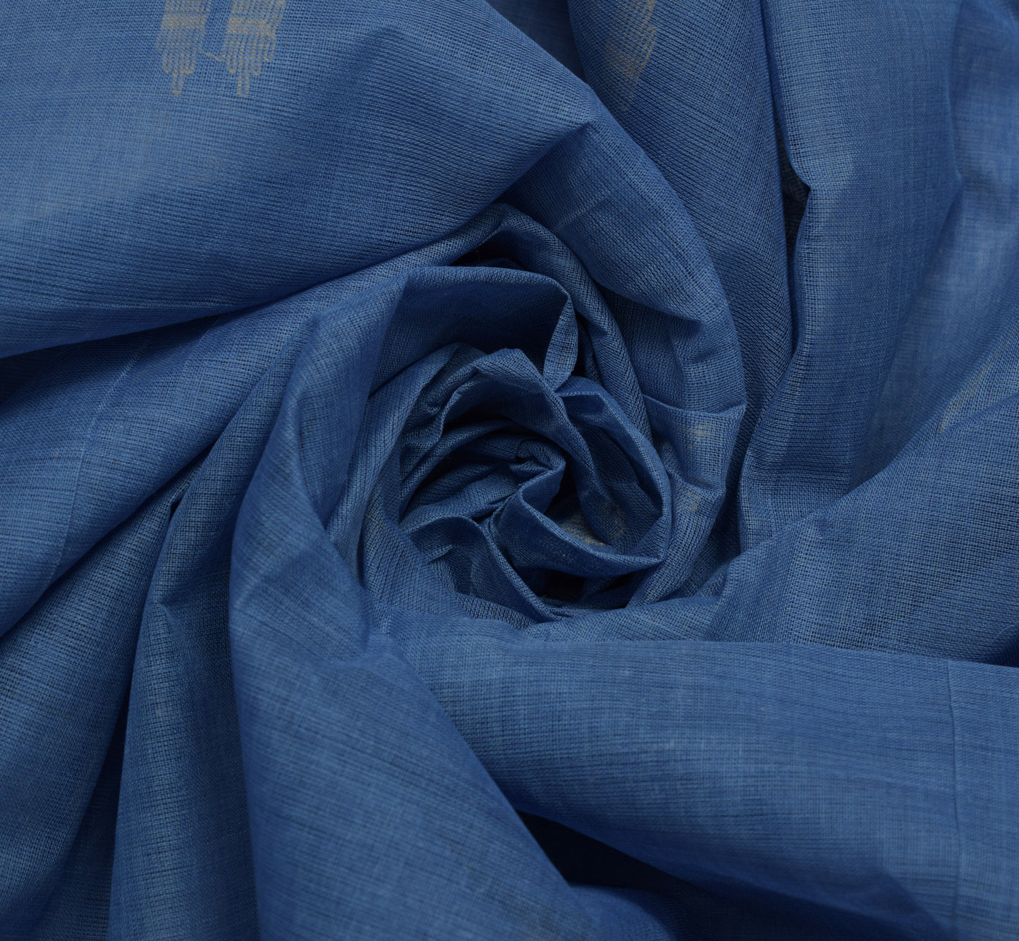 Sushila Vintage Blue Saree 100% Cotton Woven Tant Sari 5 Yard Craft Fabric