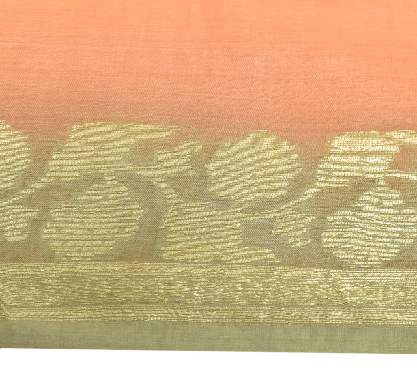 Sushila Vintage Peach Saree 100% Pure Silk Woven Plain Sari 5 YD Craft Fabric