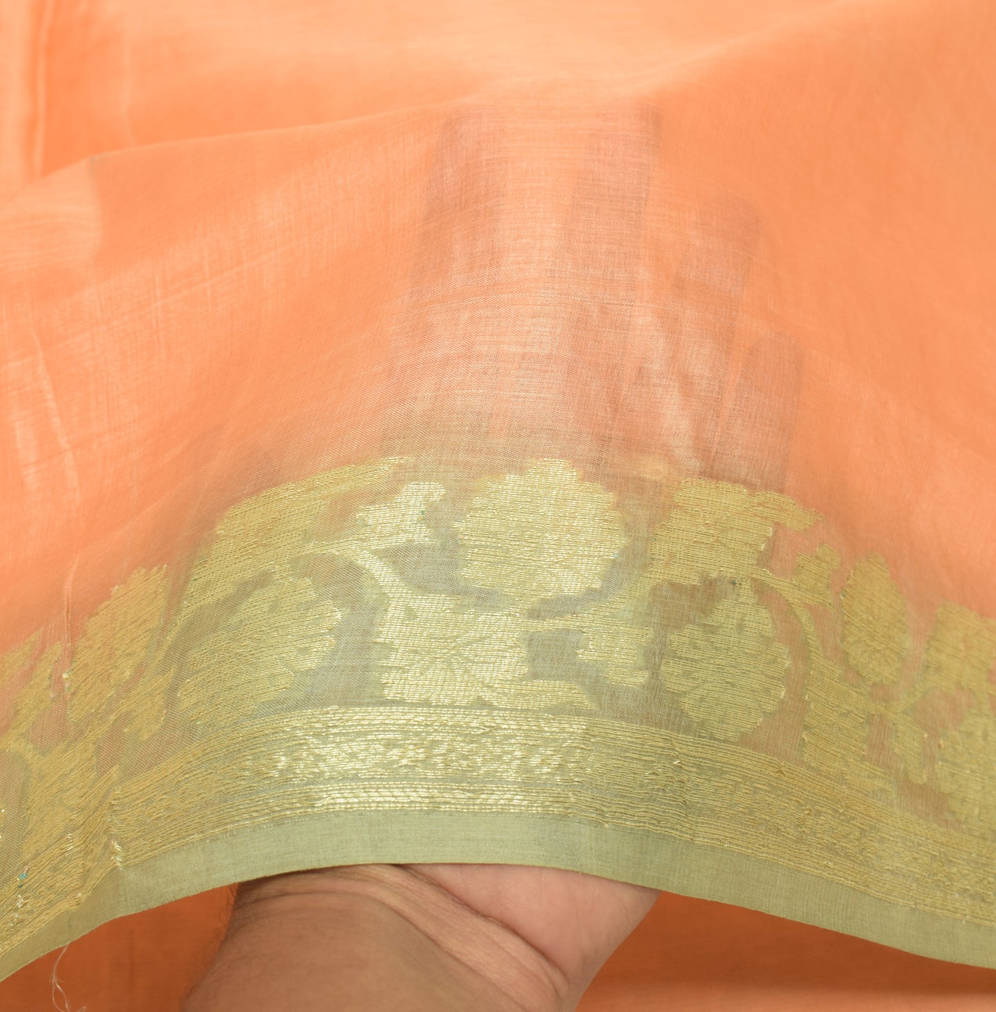 Sushila Vintage Peach Saree 100% Pure Silk Woven Plain Sari 5 YD Craft Fabric