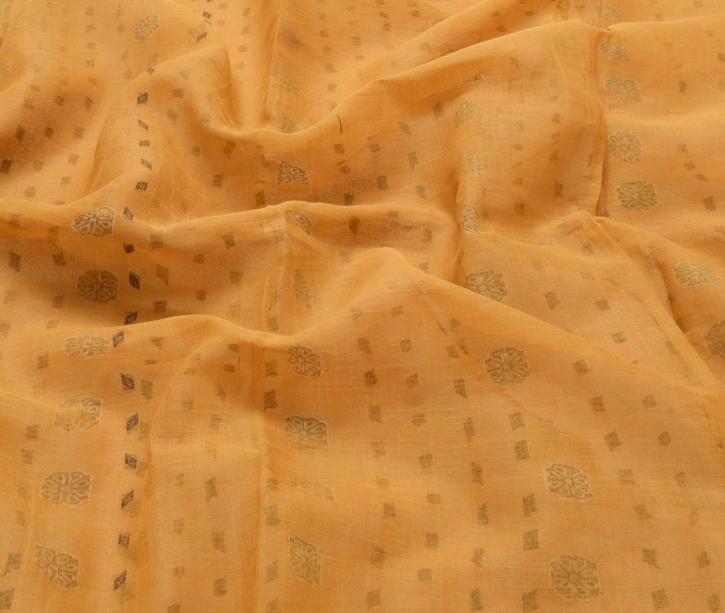 Sushila Vintage Brown Saree 100% Pure Cotton Weaving Sari 5 Yard Craft Fabric