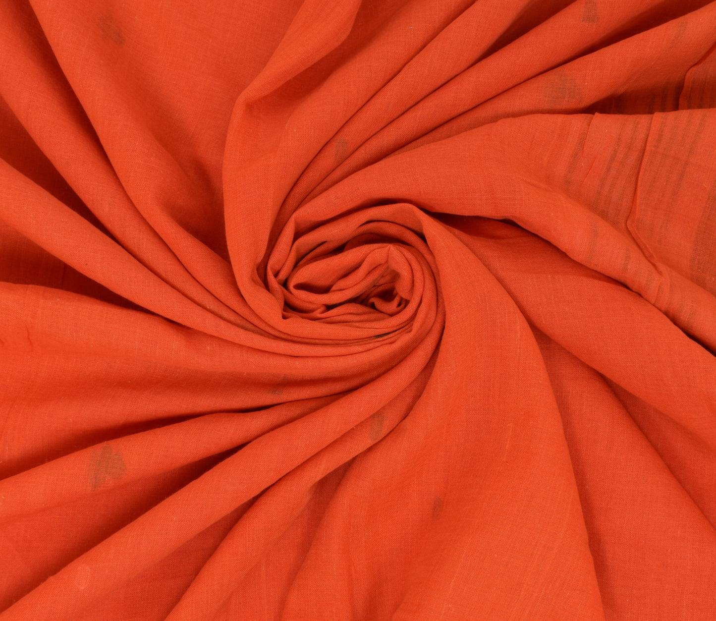Sushila Vintage Orange Saree 100% Pure Cotton Woven Tant Sari 5 Yd Craft Fabric