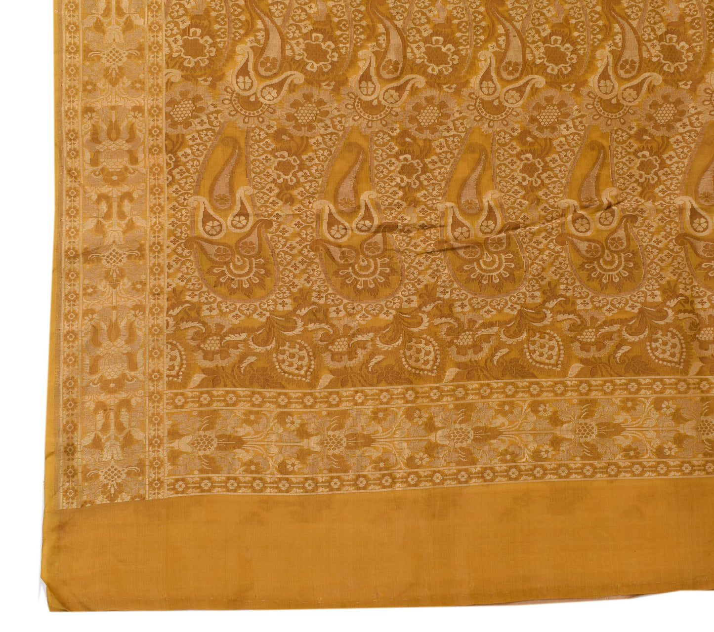 Sushila Vintage Light Brown Saree 100% Pure Silk All Over Woven Sari 5YD Fabric