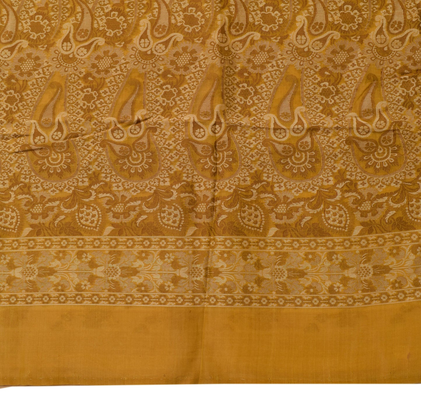 Sushila Vintage Light Brown Saree 100% Pure Silk All Over Woven Sari 5YD Fabric