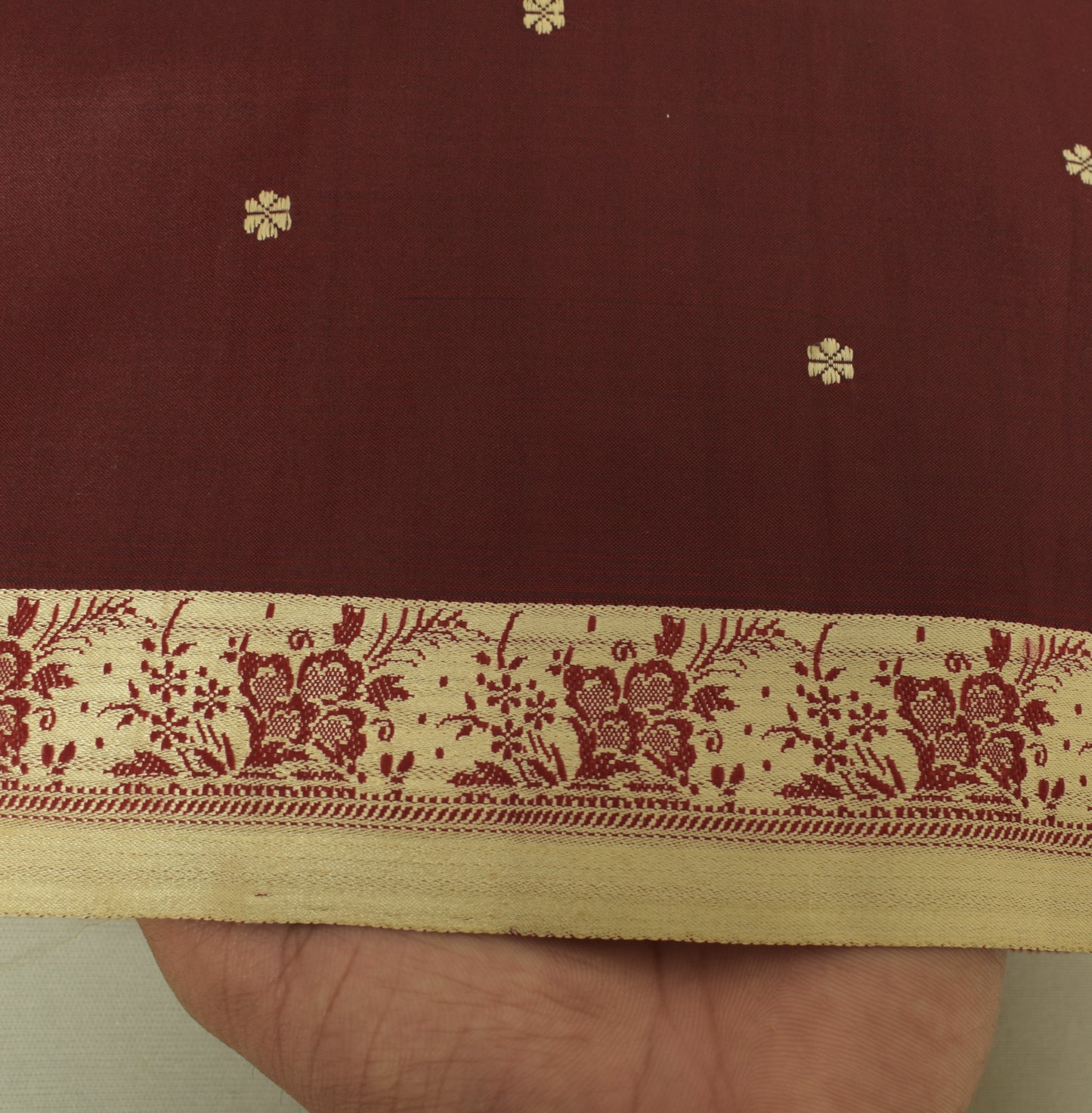 Sushila Vintage Maroon Saree Indian Art Silk Woven Sari 5 yard Craft Deco Fabric