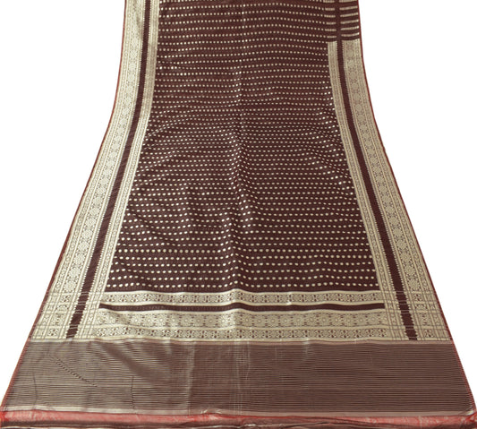 Sushila Vintage Burgundy Saree Silk Blend Banarasi Brocade Zari Woven Fabric