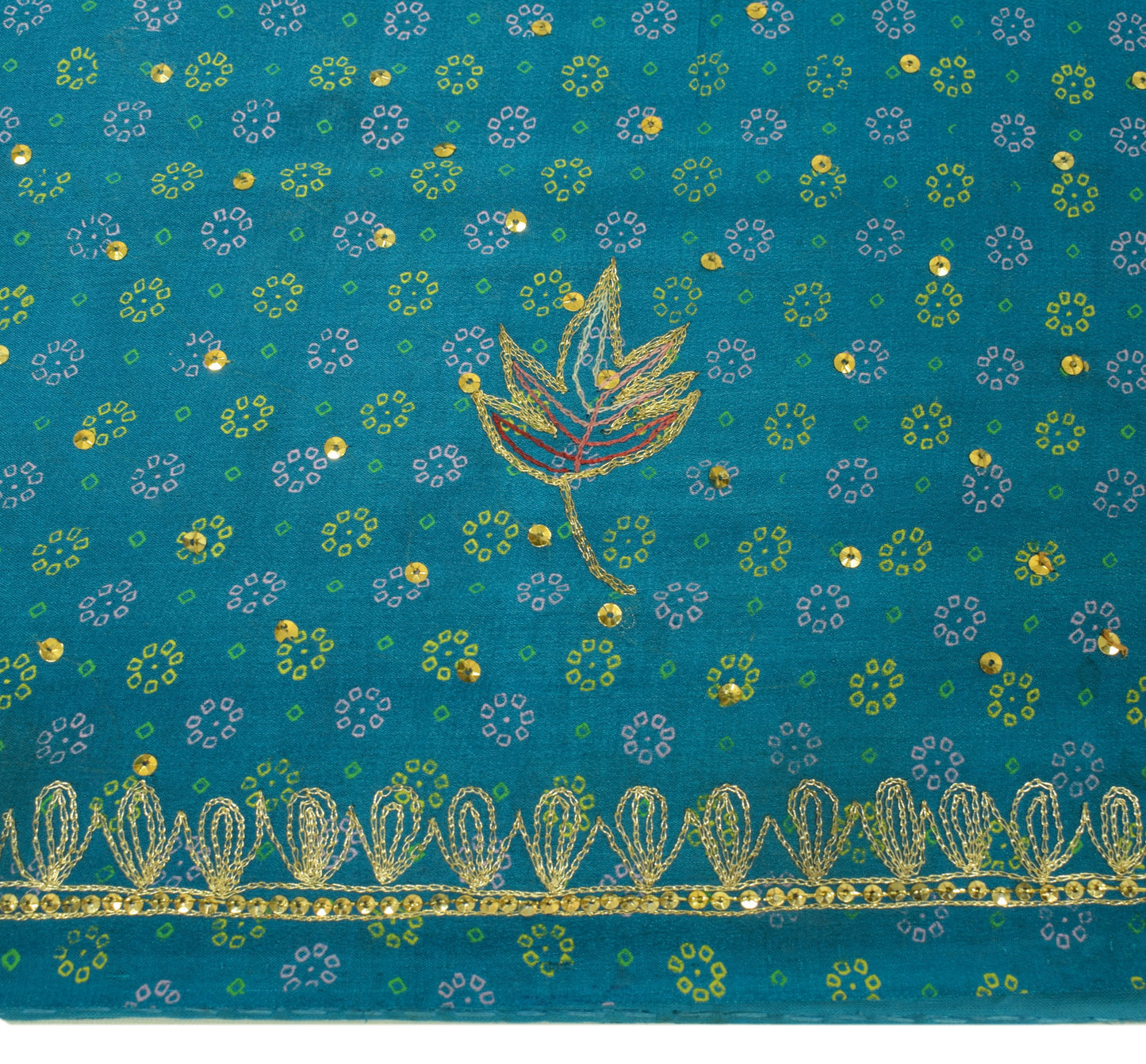 Sushila Vintage Blue Saree 100% Pure Silk Printed Embroidered Craft Sari Fabric