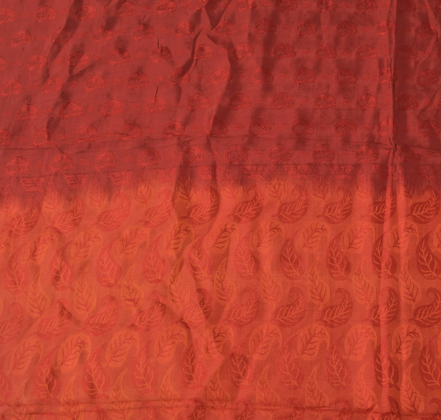 Sushila Vintage Maroon Saree 100% Pure Silk Woven Leaf Pattern Craft Sari Fabric