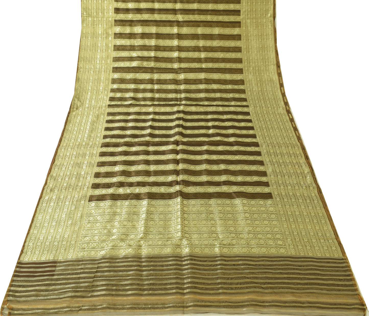 Sushila Vintage Antique Green Saree 100% Pure Silk Woven Banarasi Sari Fabric