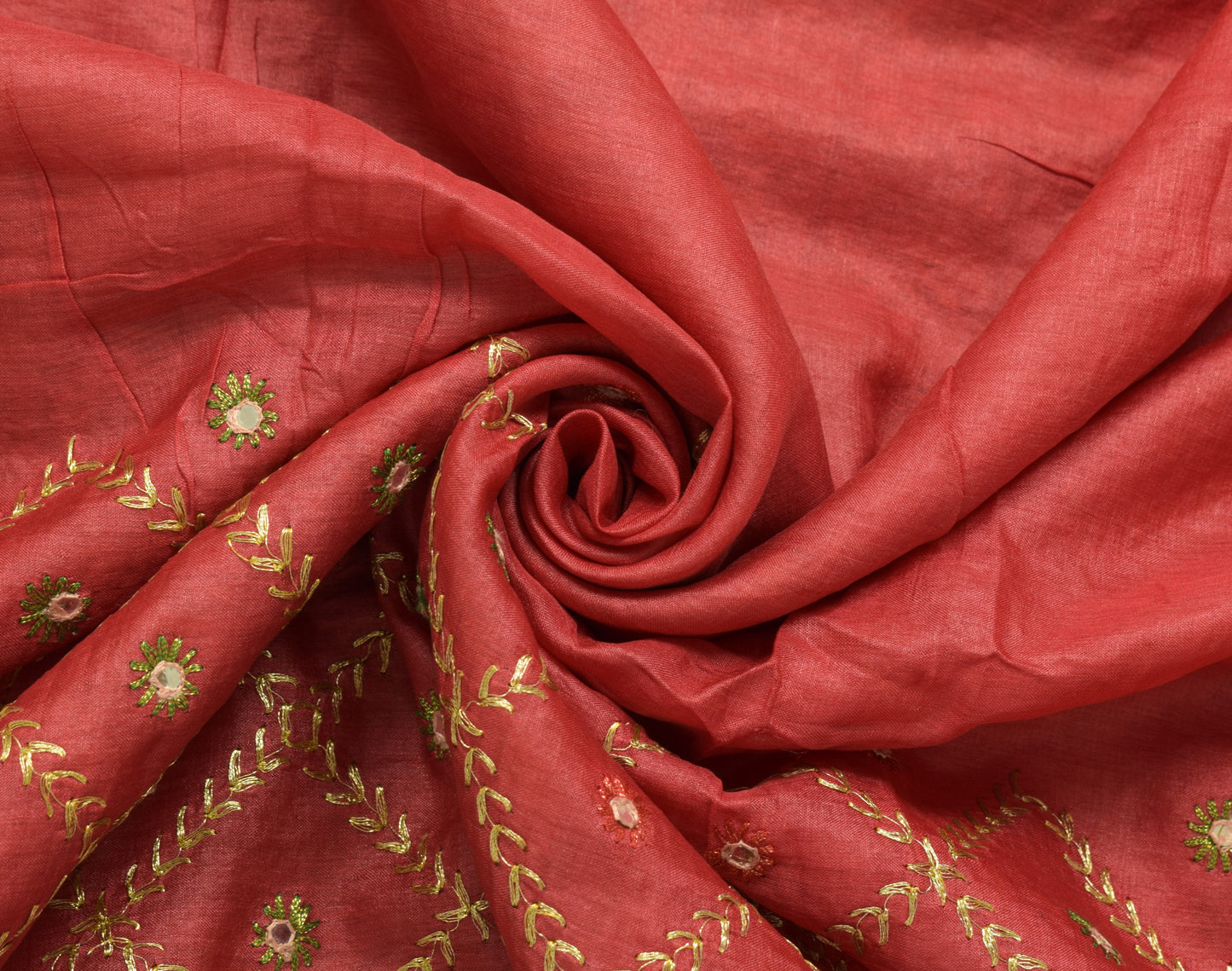 Sushila Vintage Pinkish Red Saree 100% Pure Silk Woven Embroidered Sari Fabric