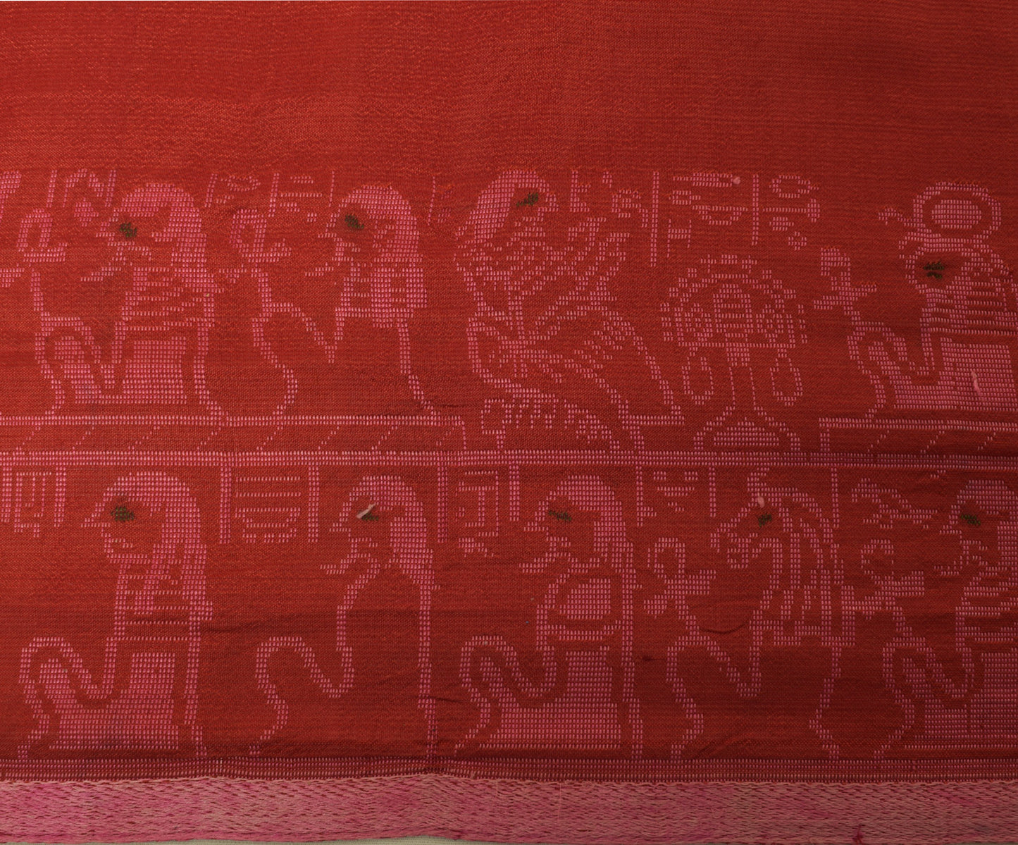 Sushila Vintage Red Saree 100 Pure Silk Woven Sari 5 Yard Indian Craft Fabric