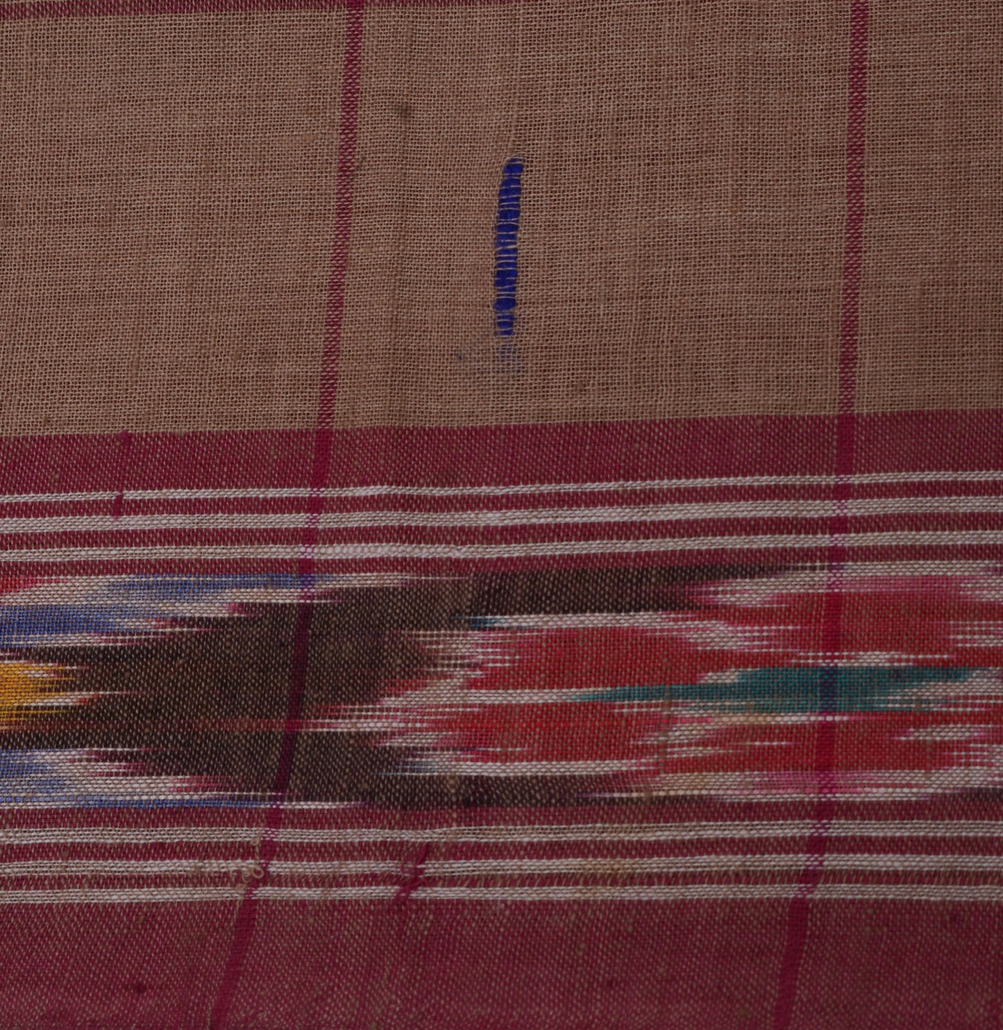 Sushila Vintage Brown Saree 100% Pure Cotton Hand Woven Ikkat Patola Sari Fabric