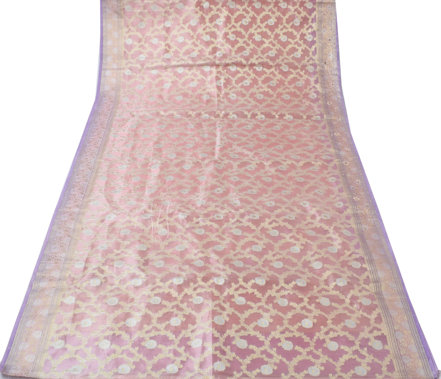 Sushila Vintage HEAVY Saree Blend tissue Silk Zari Woven Hand Beaded Sari Fabric