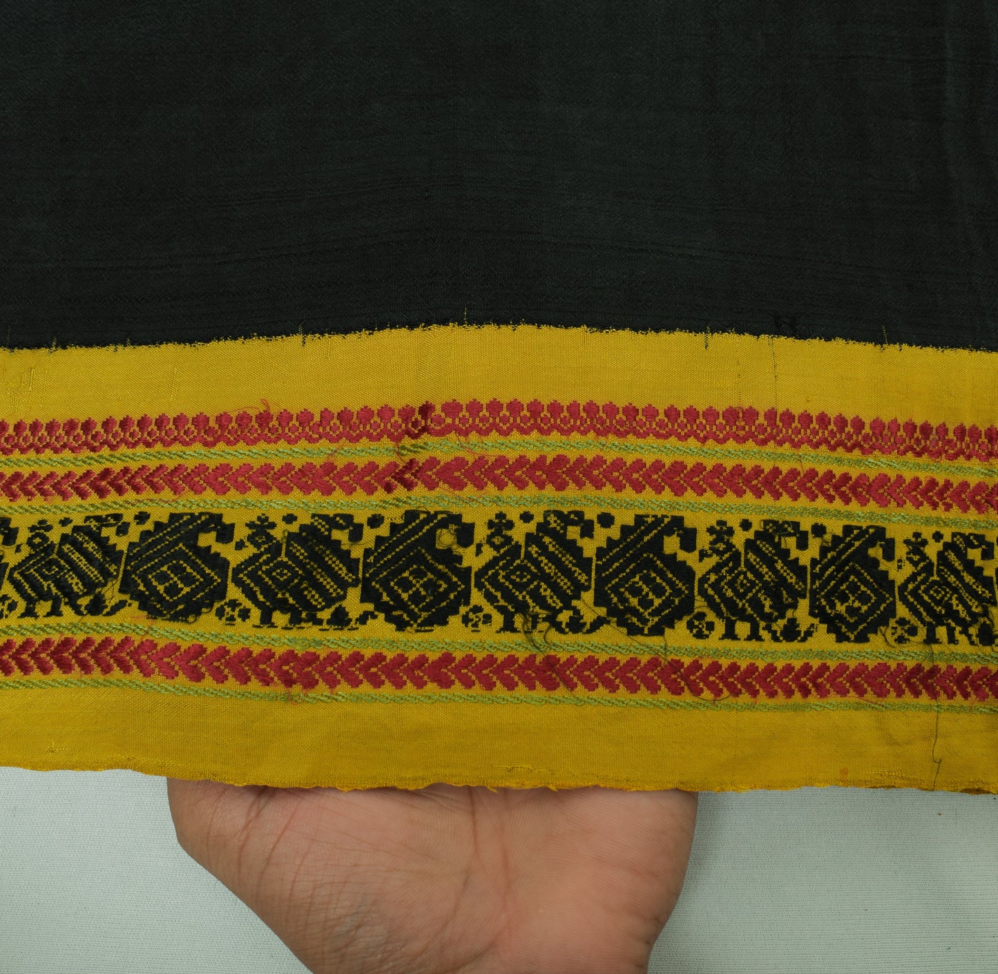 Sushila Vintage Black Indian Saree Pure Cotton Weaving Birds Sari Fabric