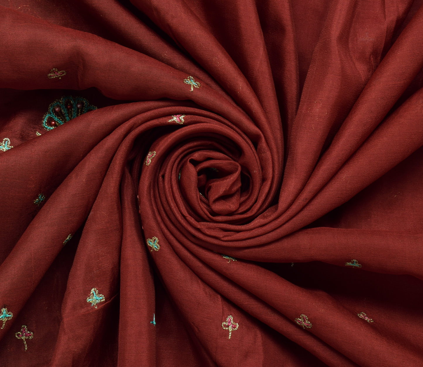 Sushila Vintage Maroon Indian Saree Pure Silk Zari Work Floral Sari Fabric