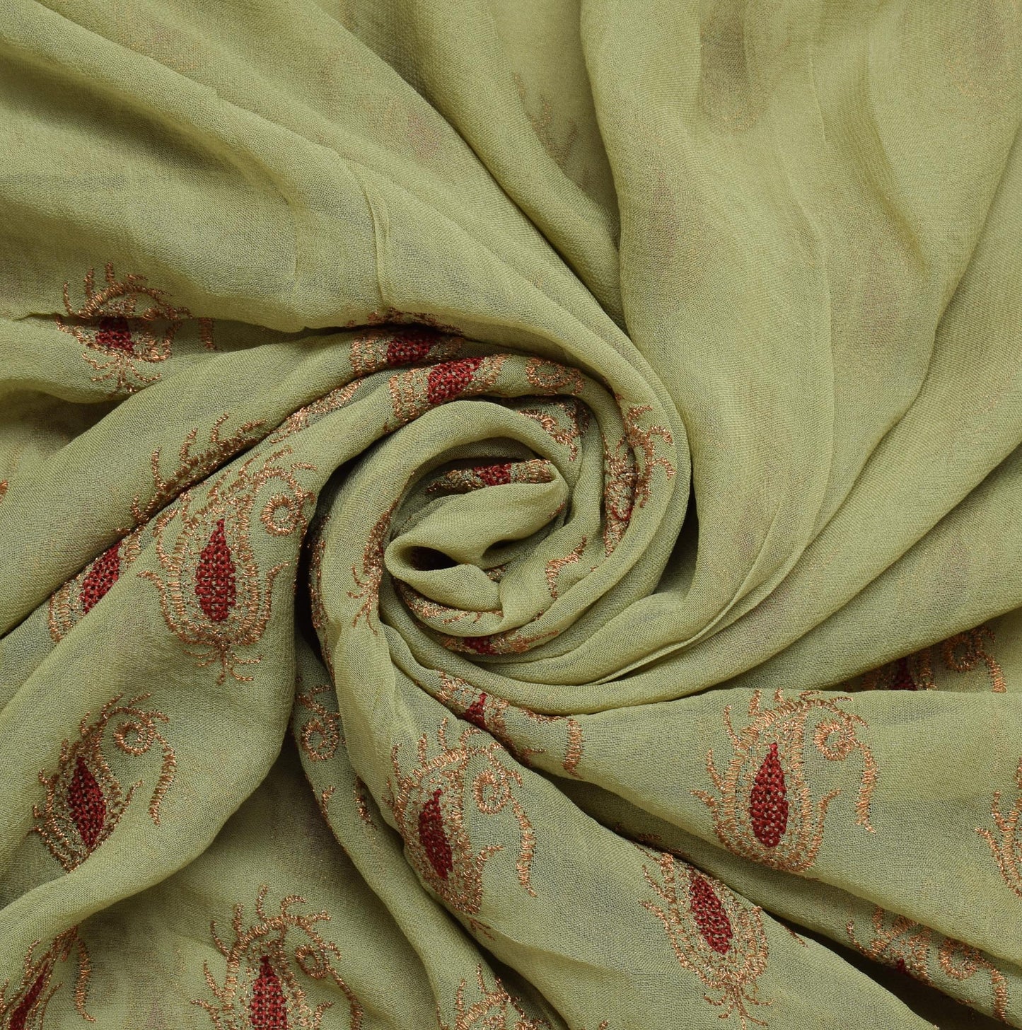 Sushila Vintage Green Saree 100% Pure Georgette Silk Embroidered 5YD Sari Fabric