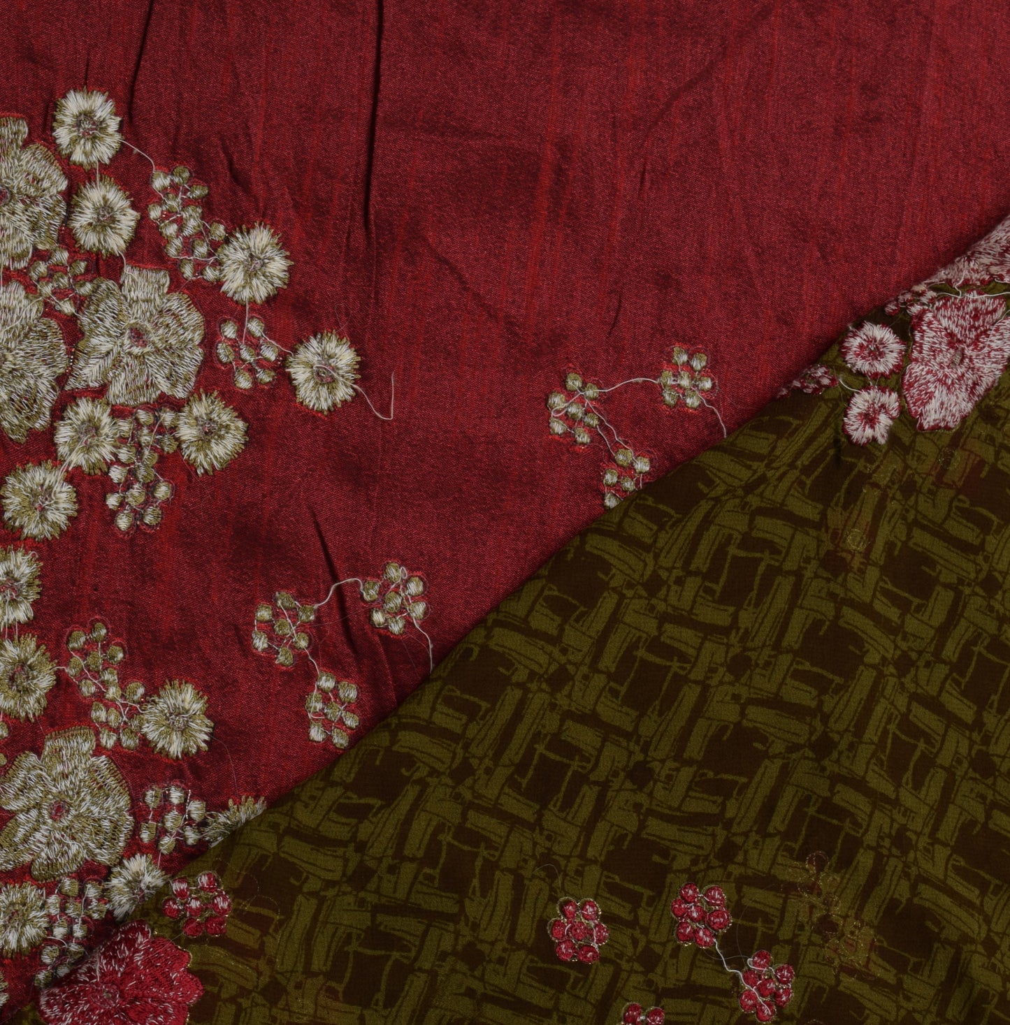 Sushila Vintage Green Saree Pure Georgette Silk Embroidered Floral Sari Fabric